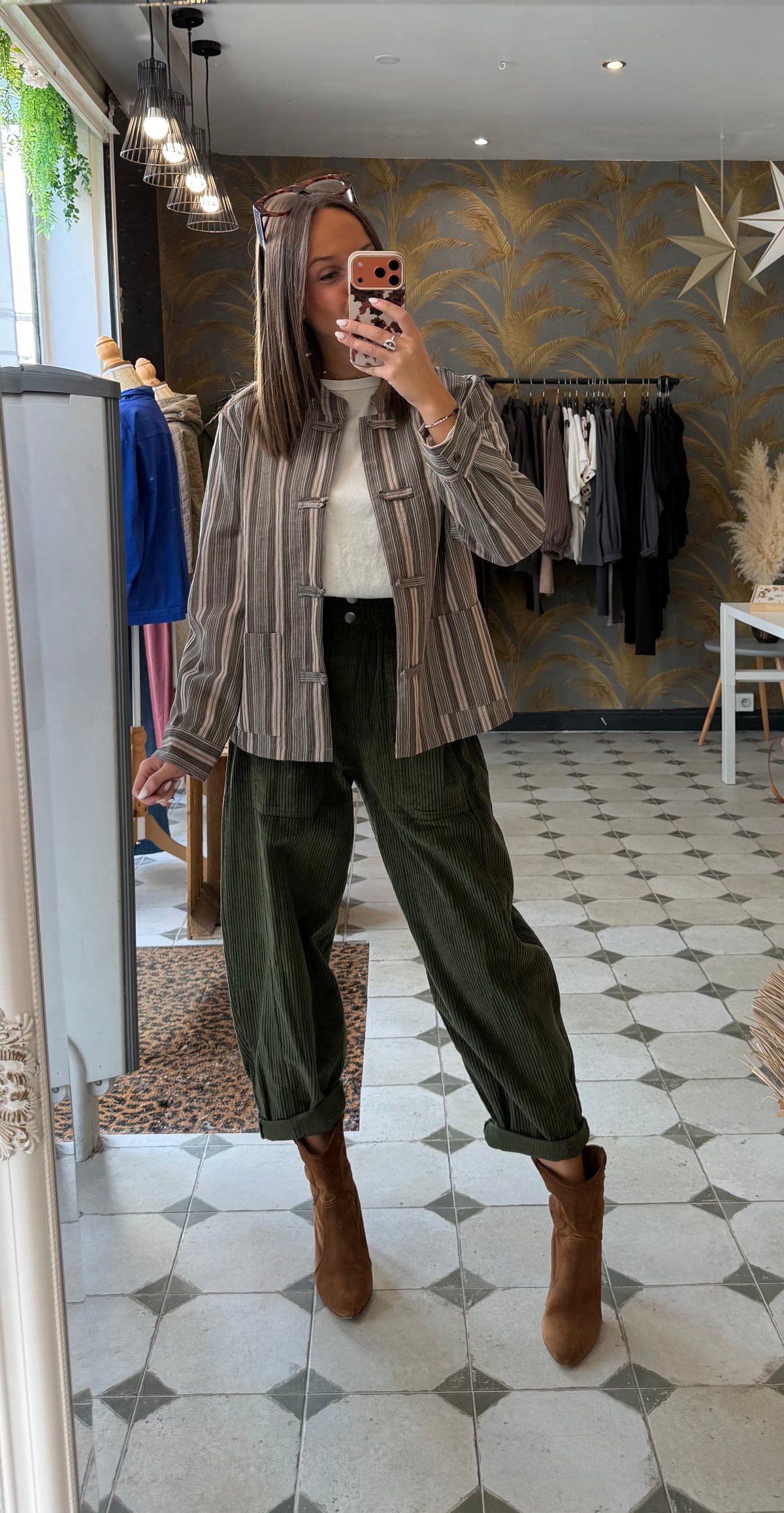 Pantalon en velours forme ballon kaki - Johanna Paris