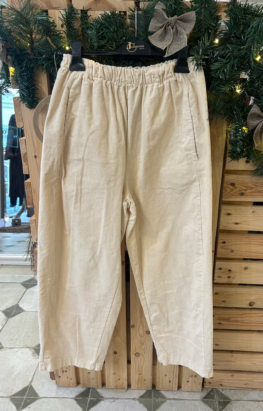 Pantalon Magique en velours écru - Johanna Paris