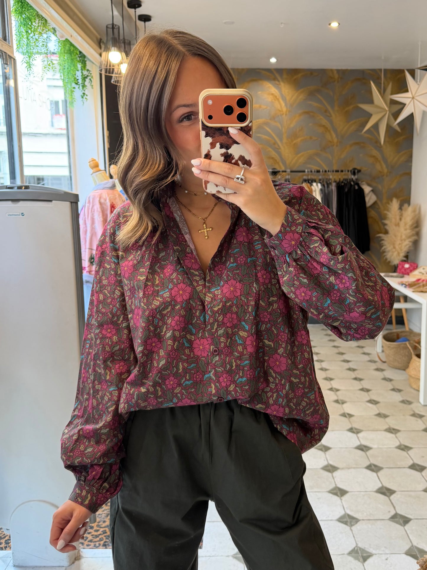 Blouse Flowers prune - Johanna Paris