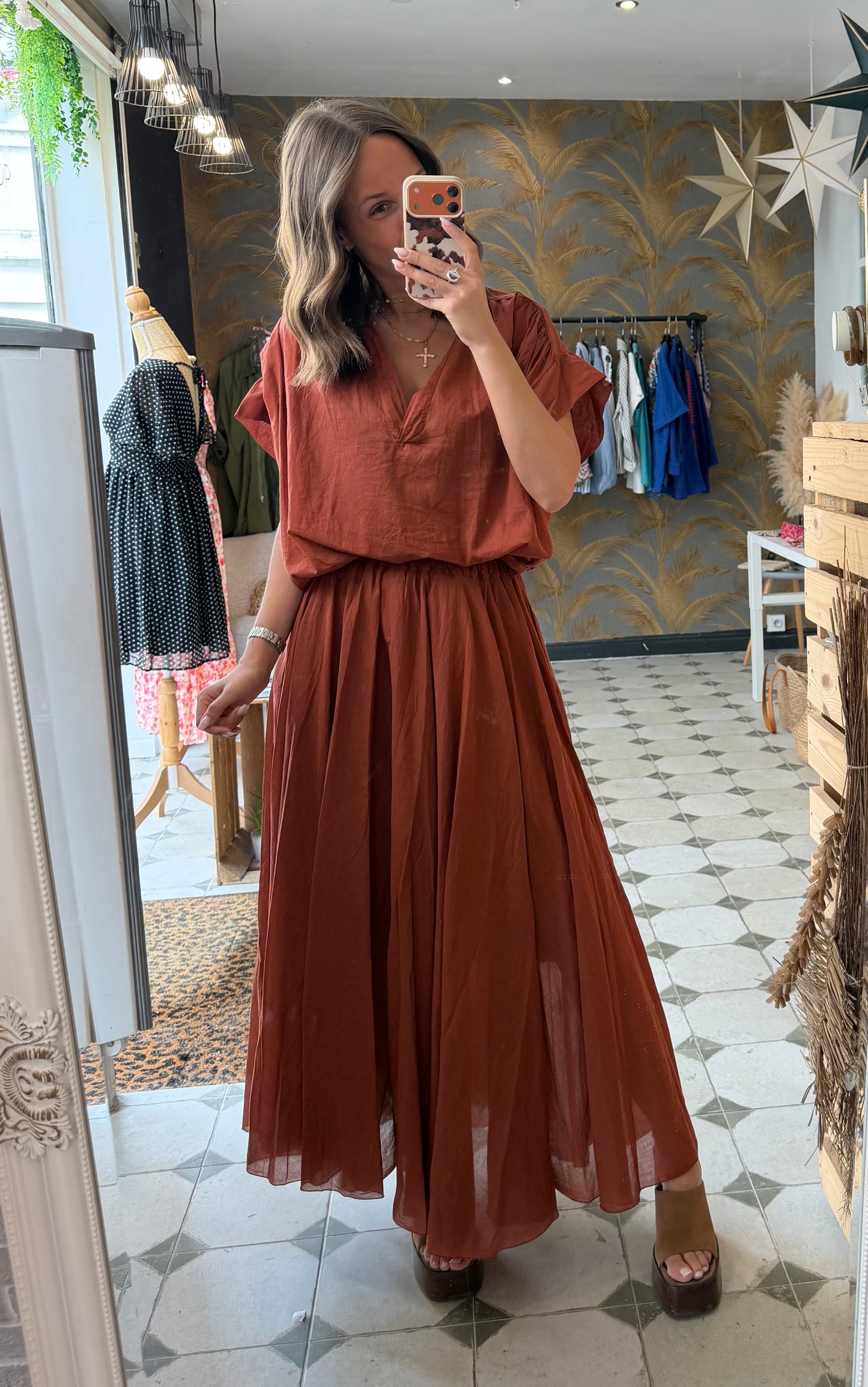 Blouse sans manches Lila terracotta - Johanna Paris