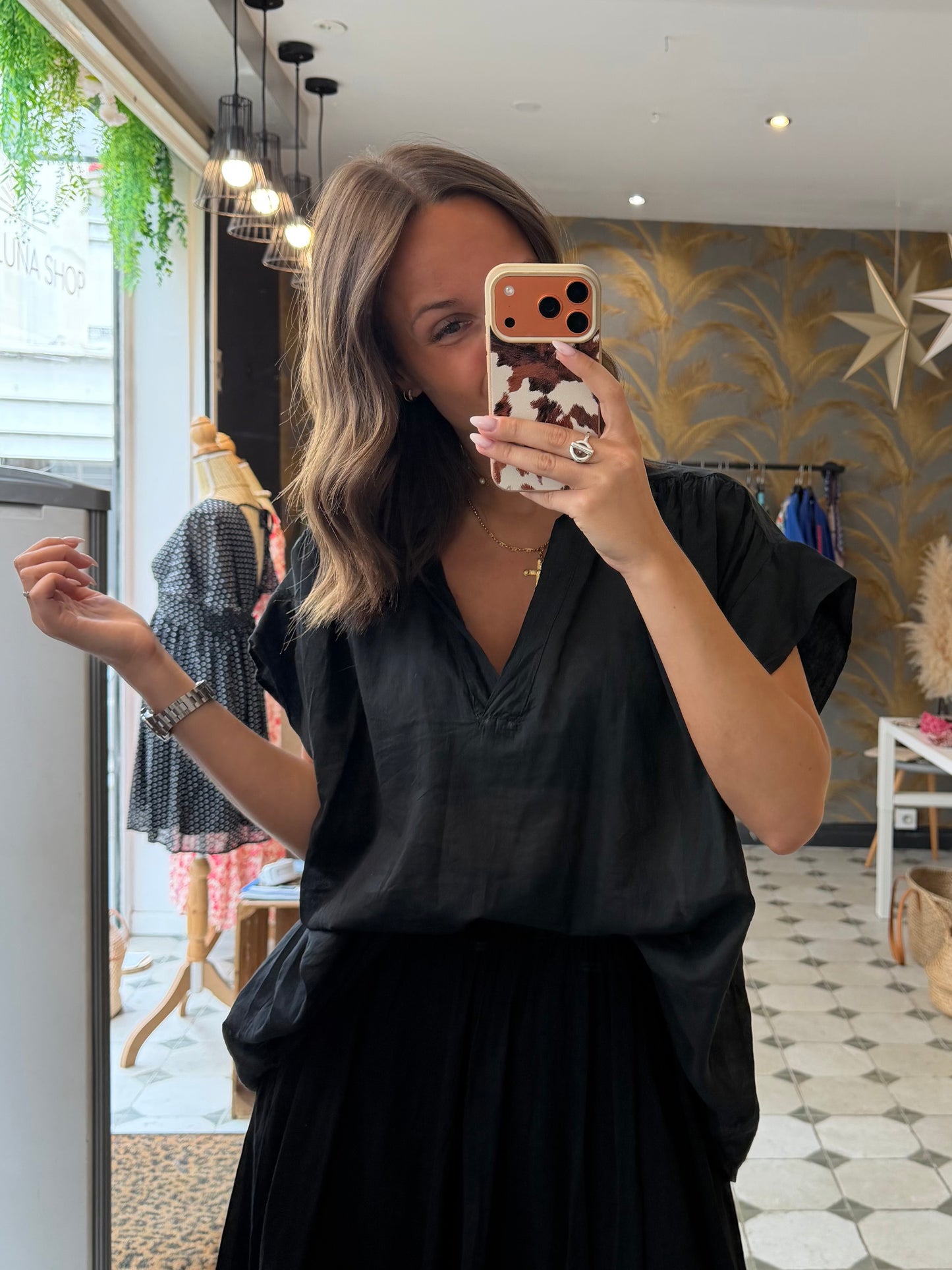 Blouse sans manches Lila noire - Johanna Paris