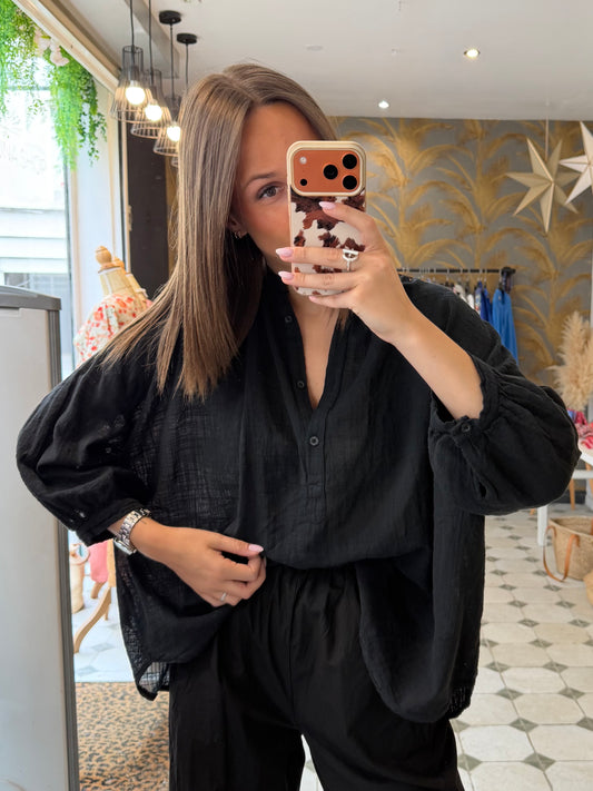 Chemise Ava en Garza noir - Johanna Paris