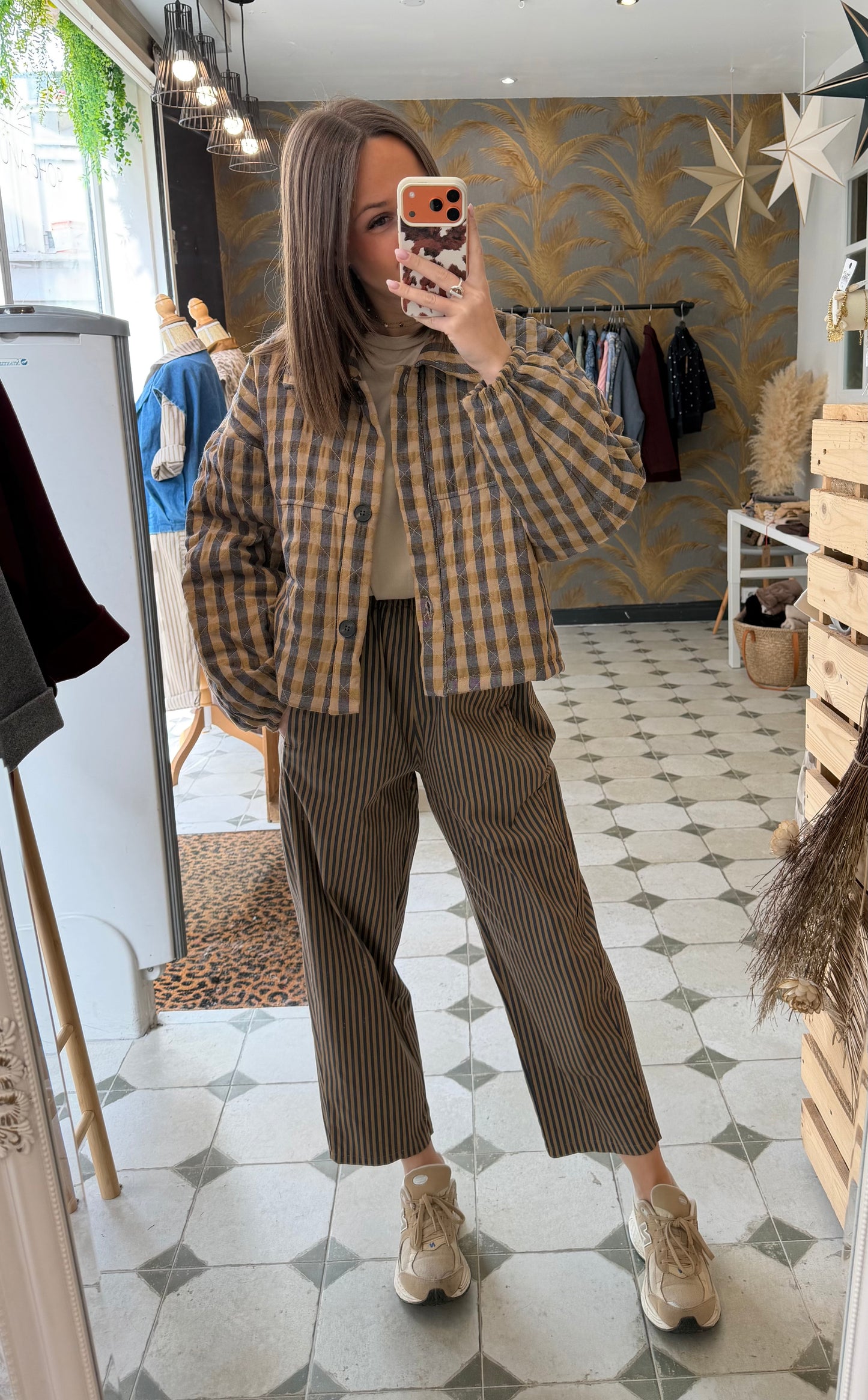 Pantalon magique rayé camel - Johanna Paris