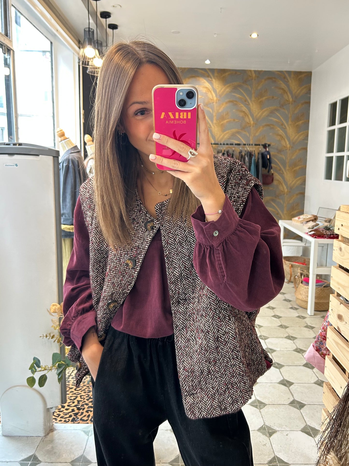 Gilet sans manches Albane prune  - Johanna Paris