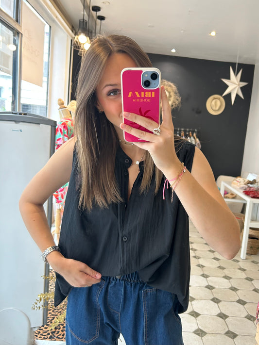 Chemise Clémentine sans manches noire - Johanna Paris