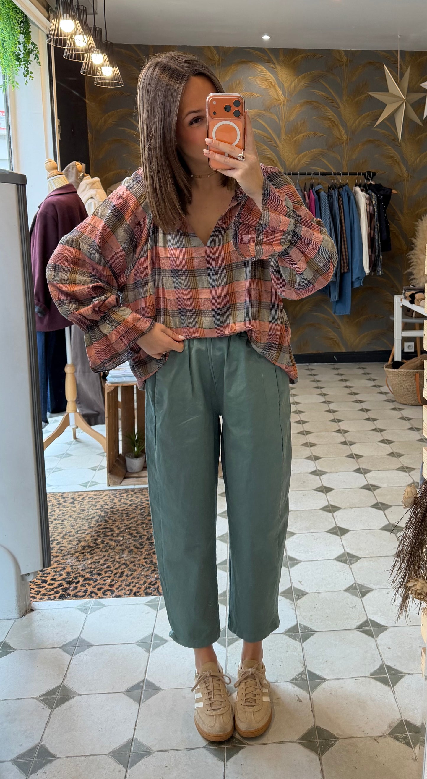 Pantalon Magique en toile bleu céladon - Johanna Paris