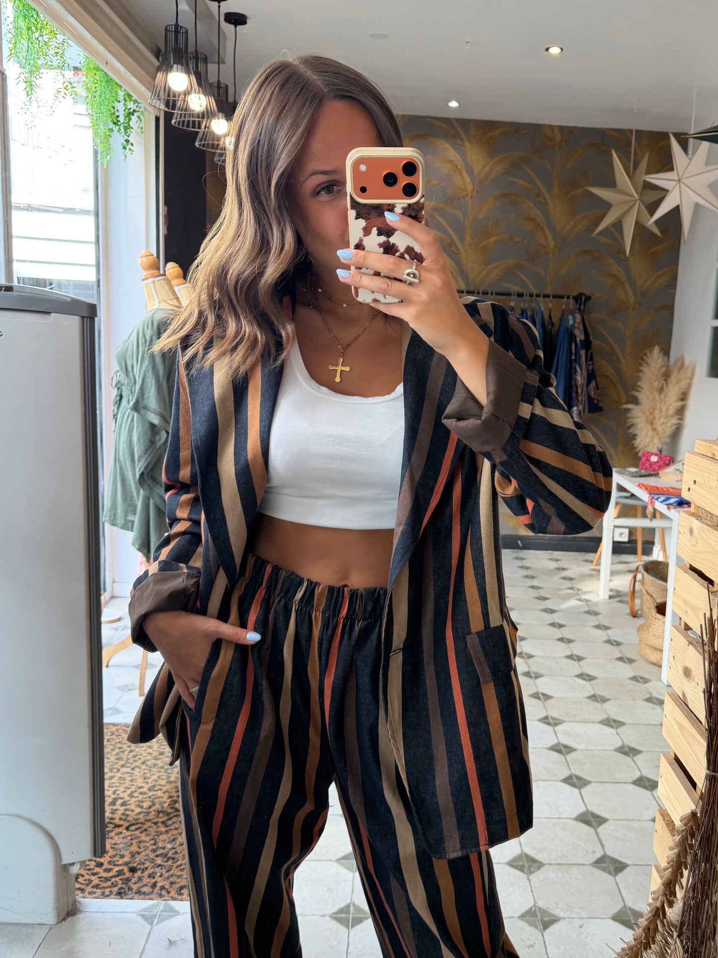 Blazer à rayures Alba Terracotta - Johanna Paris