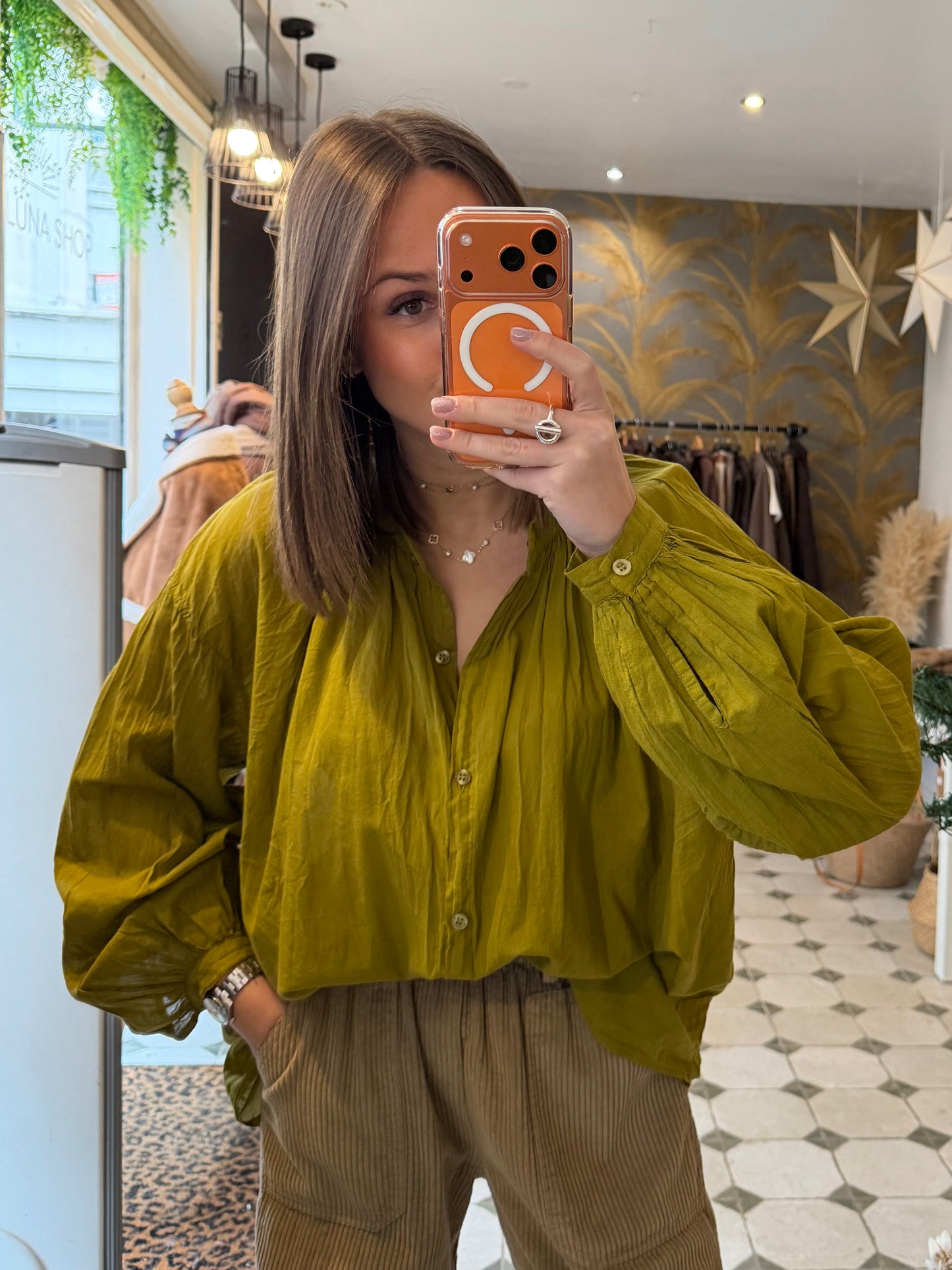 Chemise Clémentine vert pomme - Johanna Paris