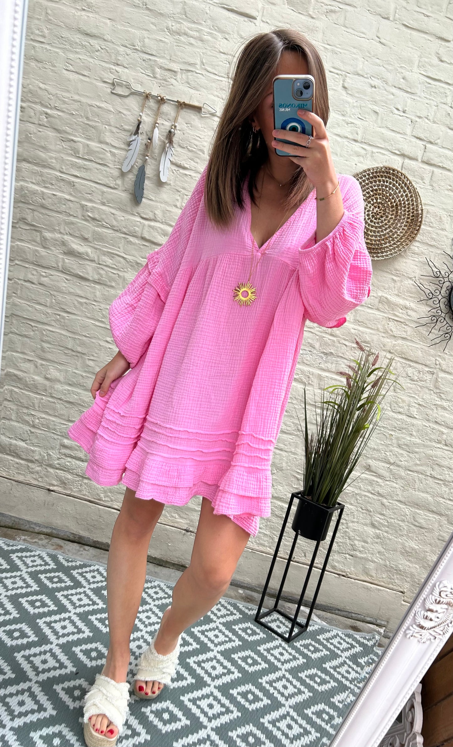 Robe courte en gaze de coton