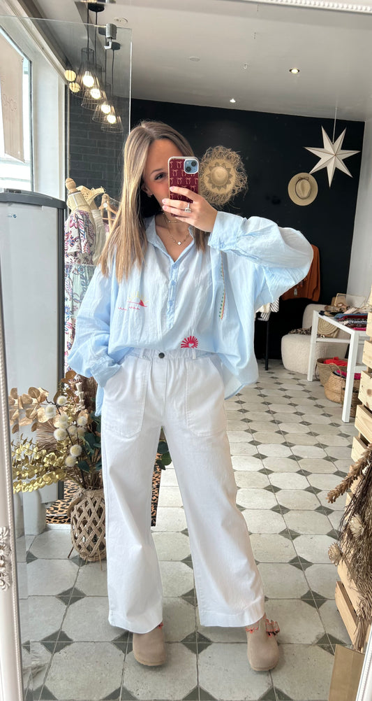 Pantalon en toile large blanc - Johanna Paris