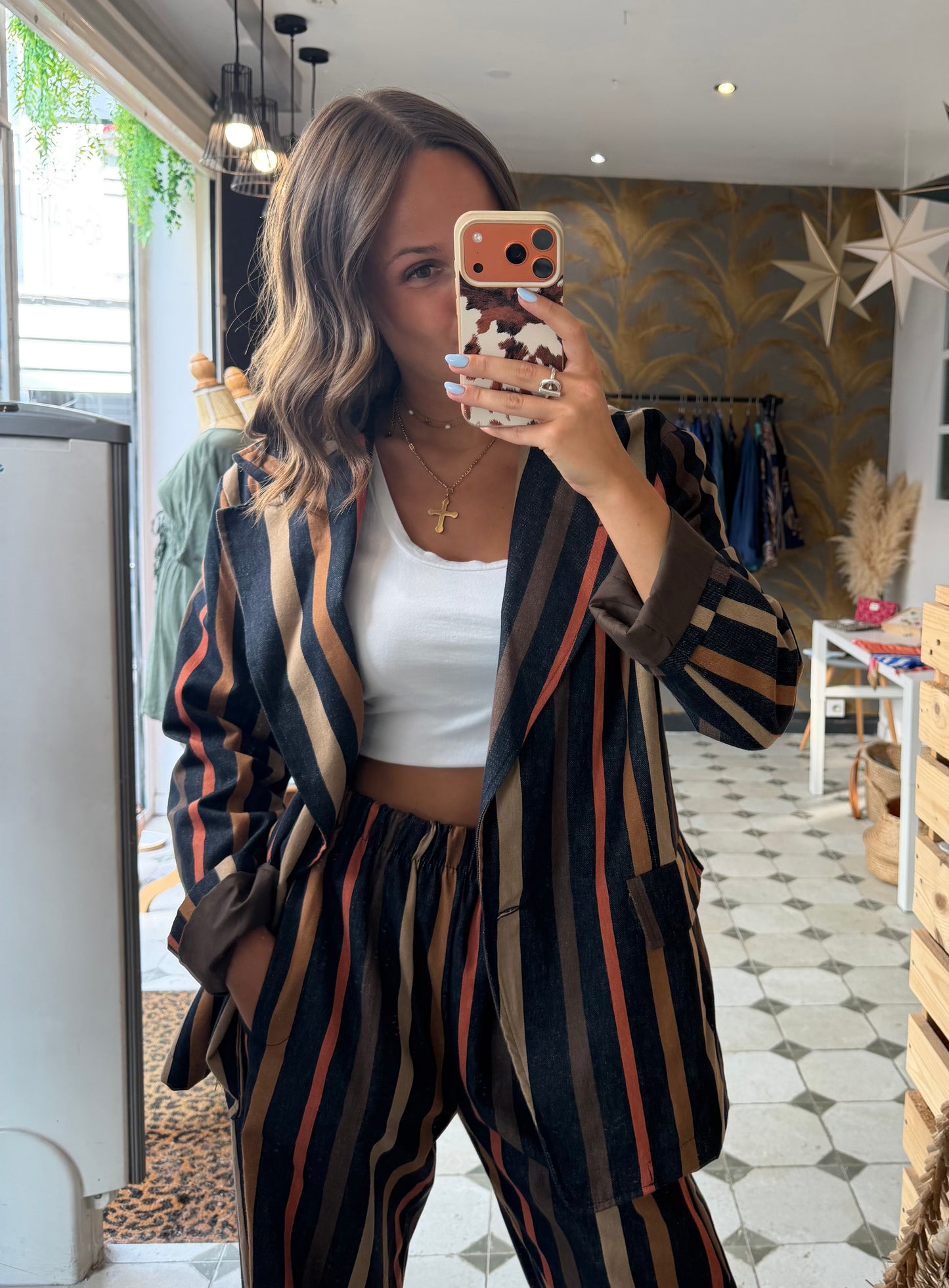 Blazer à rayures Alba Terracotta - Johanna Paris