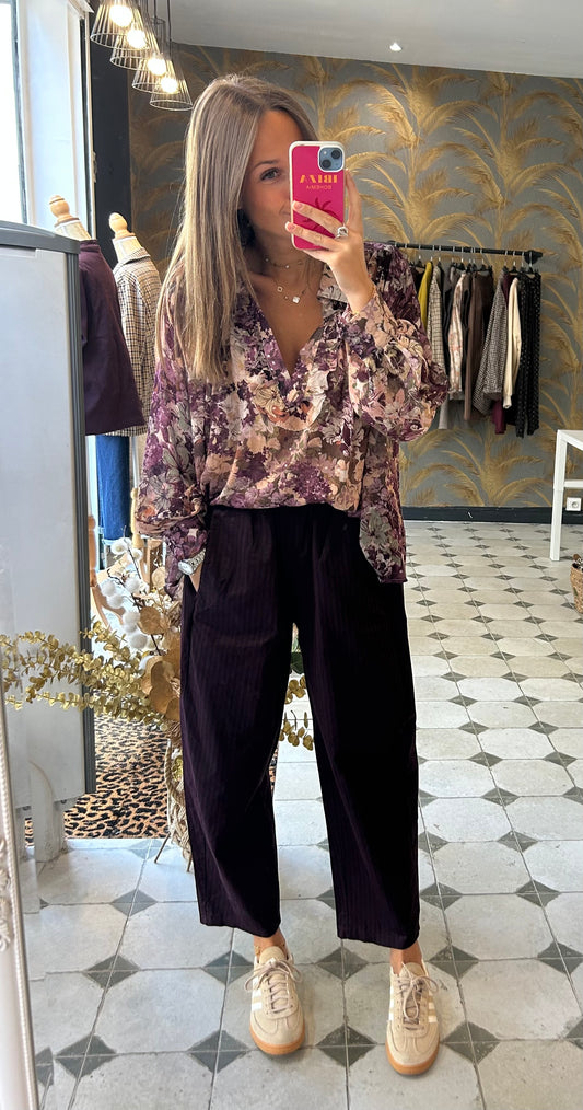 Pantalon Magique rayé prune - Johanna Paris