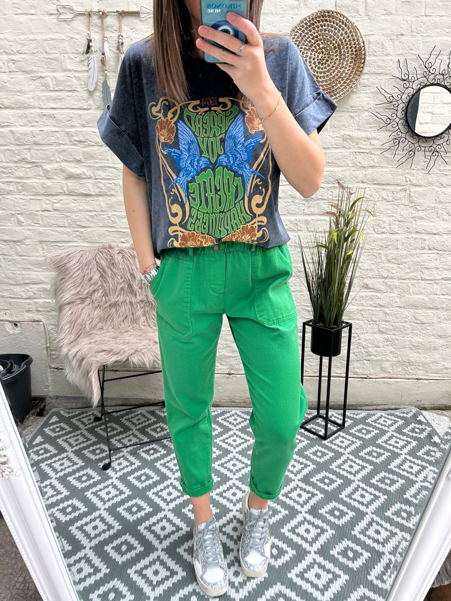 Pantalon en toile vert -Johanna Paris