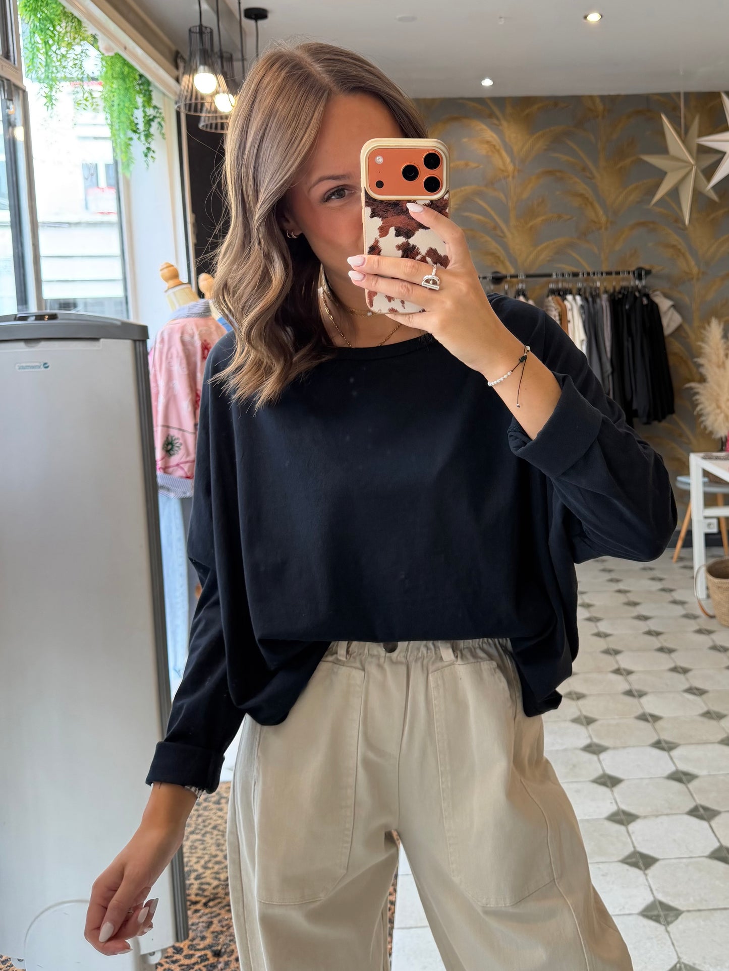 T-Shirt Col Bateau bleu marine - Johanna Paris