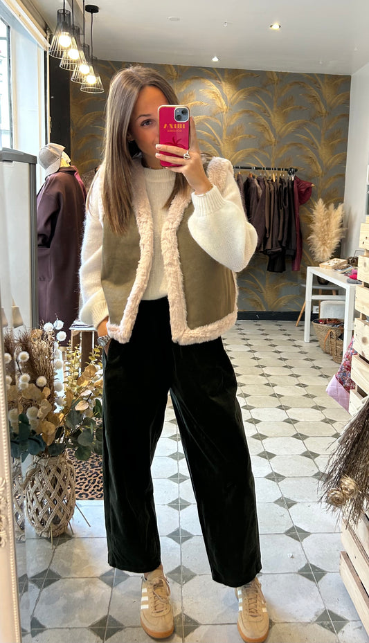 Pantalon Magique en velours kaki - Johanna Paris