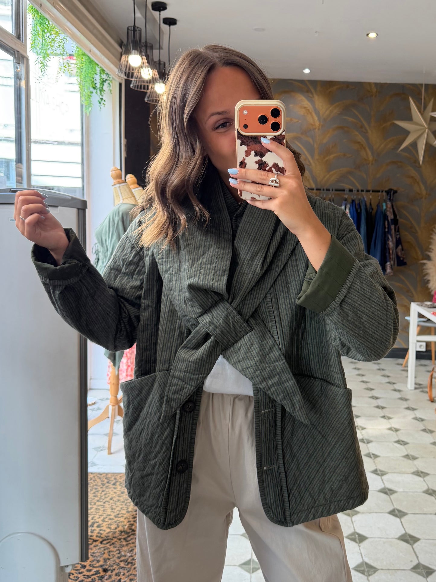 Veste avec écharpe kaki - Johanna Paris