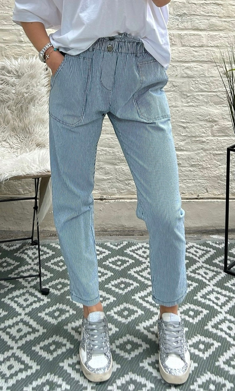 Pantalon en Toile Rayé -Johanna Paris