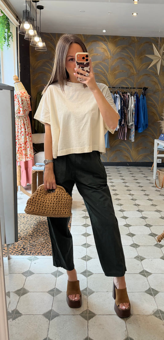 Pantalon Magique en toile fine vert bouteille - Johanna Paris