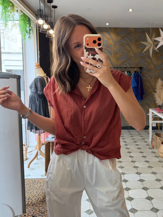 Blouse sans manches Myla terracotta - Johanna Paris
