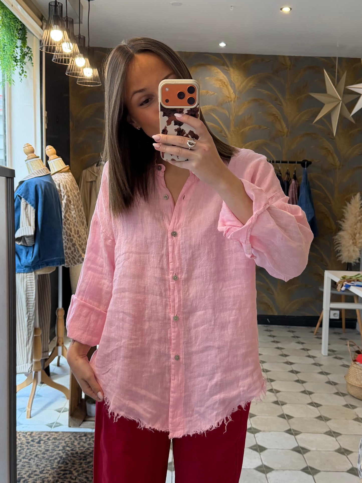 Chemise Lino rose - Johanna Paris