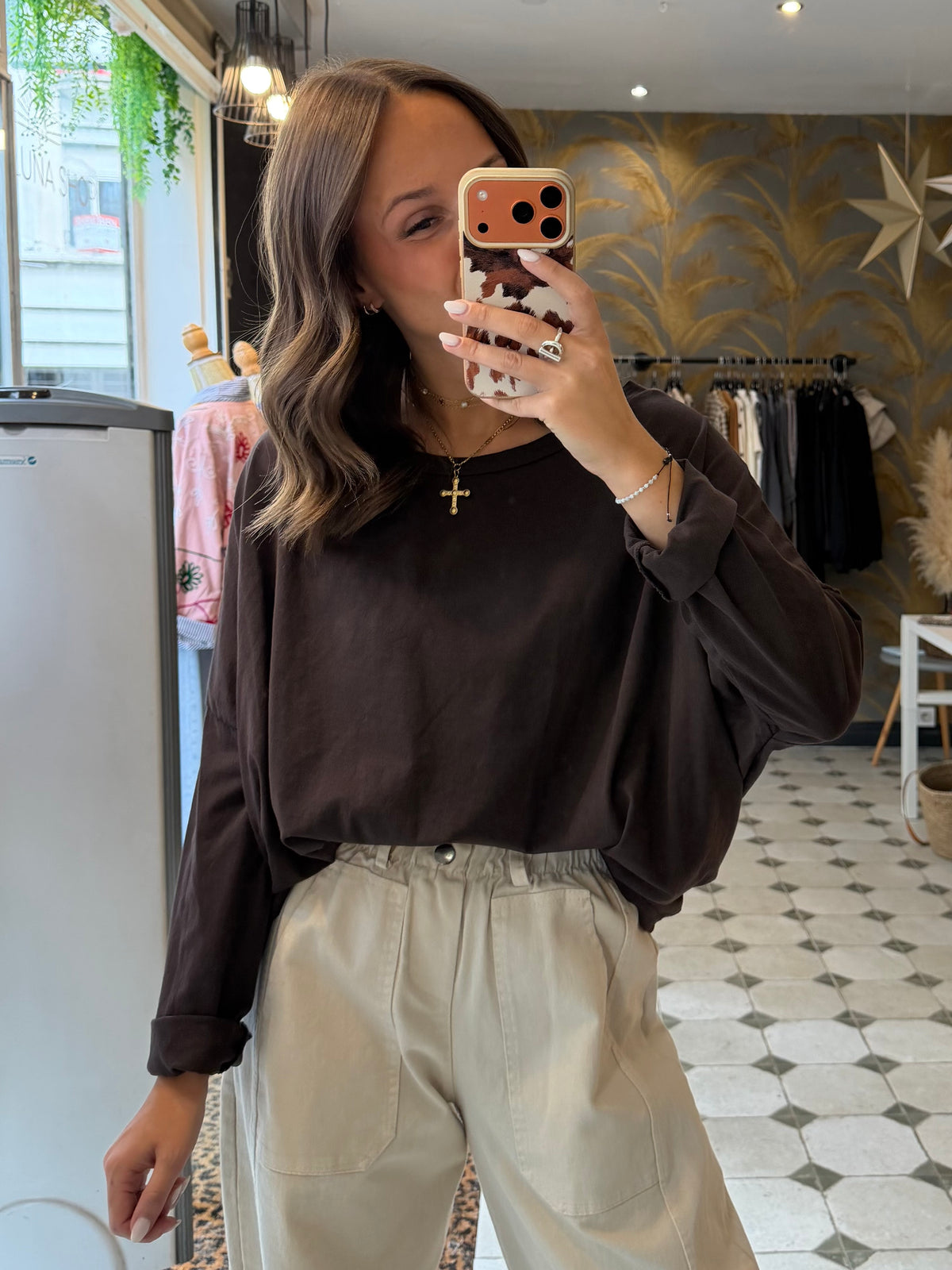 T-Shirt Col Bateau chocolat - Johanna Paris