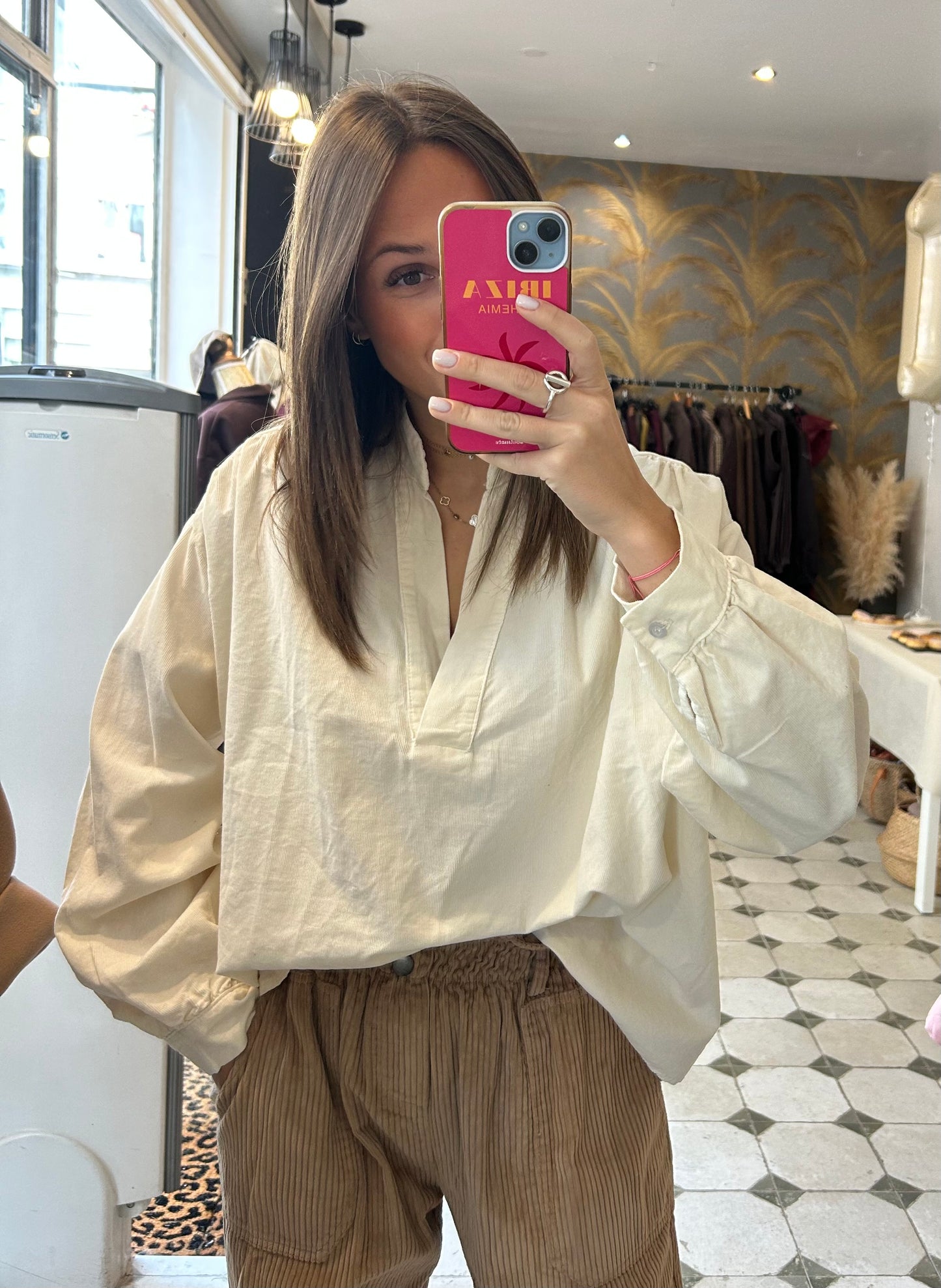 Blouse en velours Solène écru - Johanna Paris