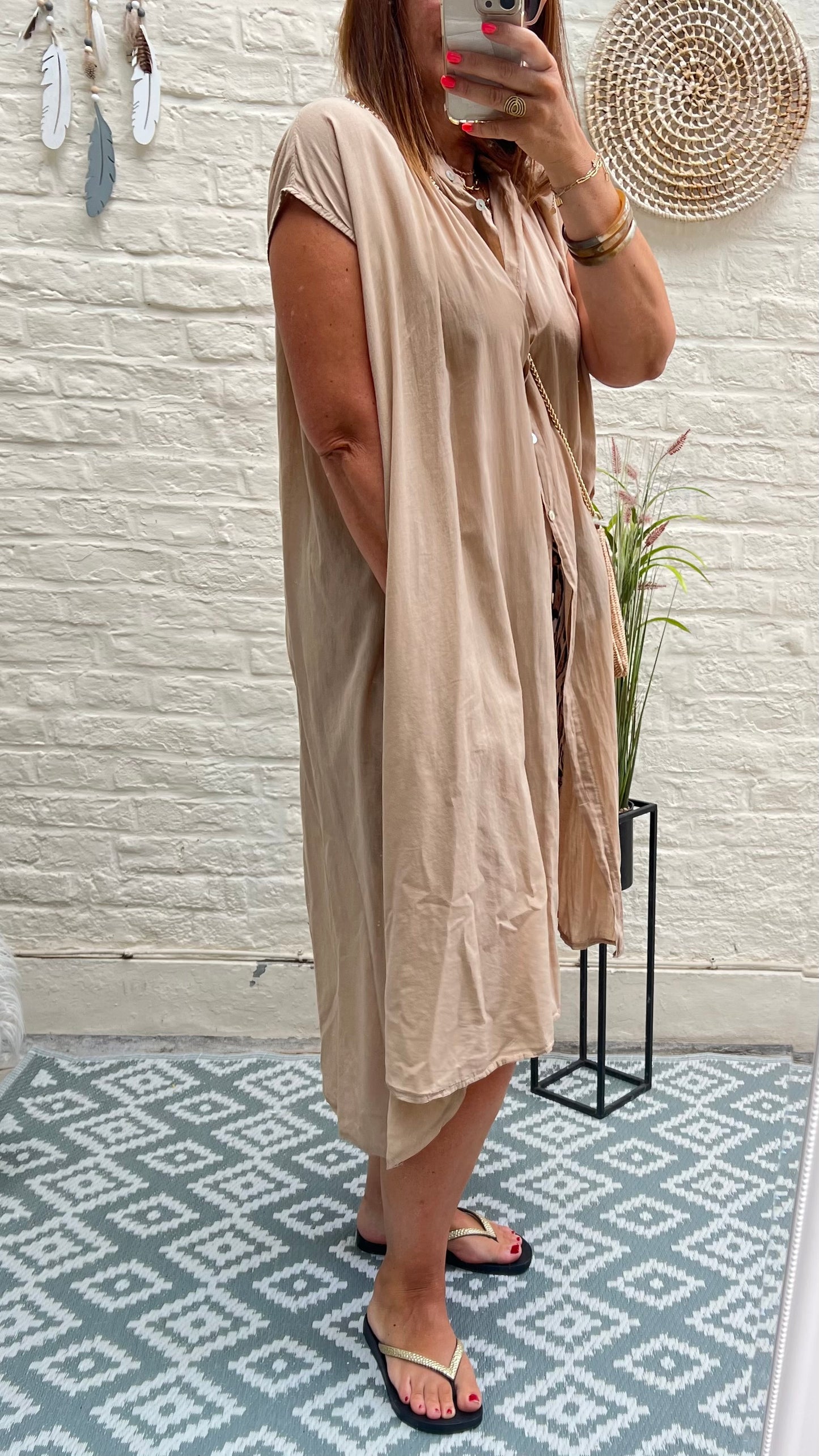 Robe chemise oversize sans manches