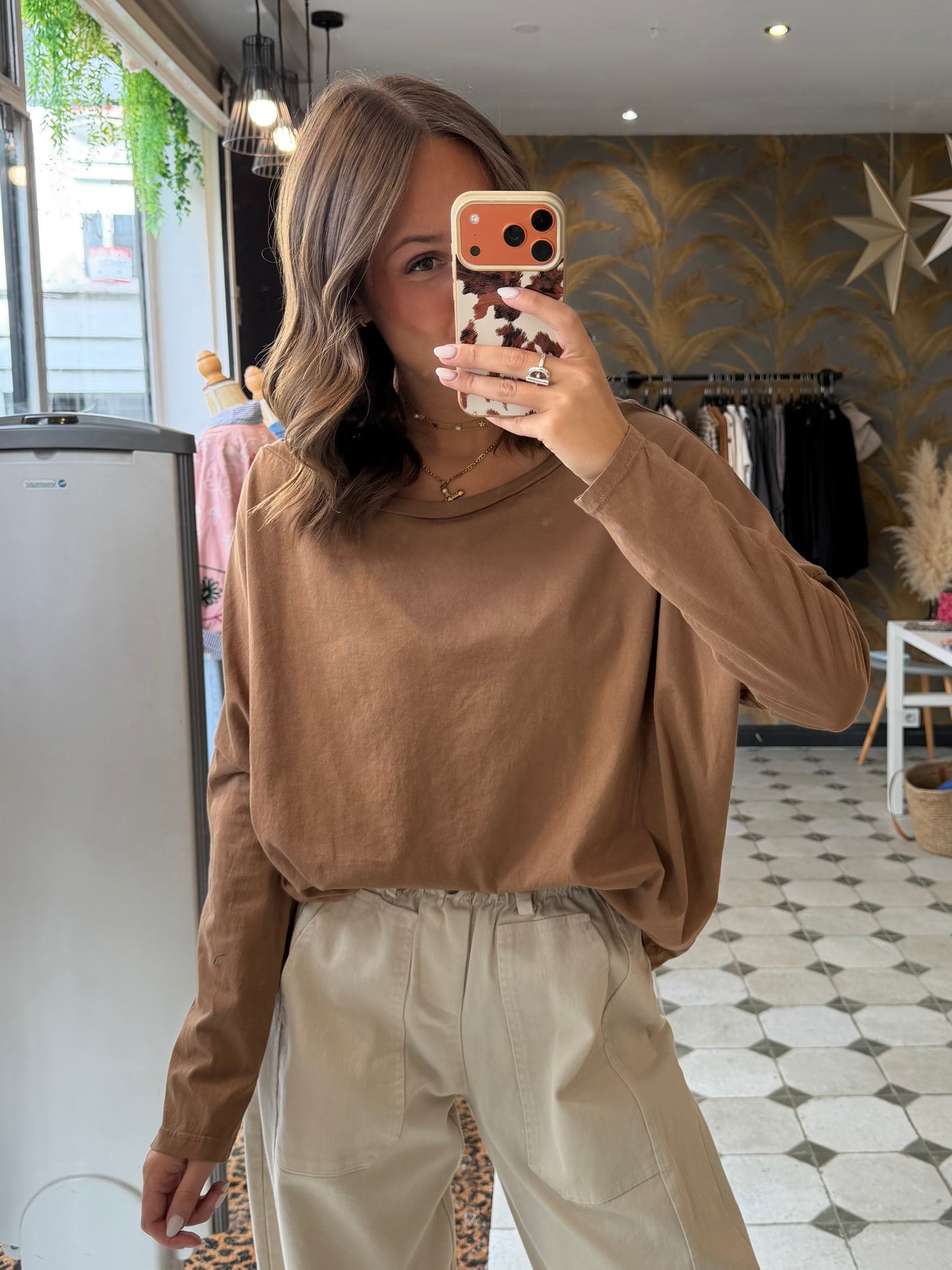 T-Shirt Col Bateau camel - Johanna Paris