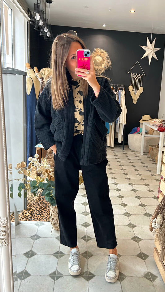 Pantalon Magique en toile noir- Johanna Paris
