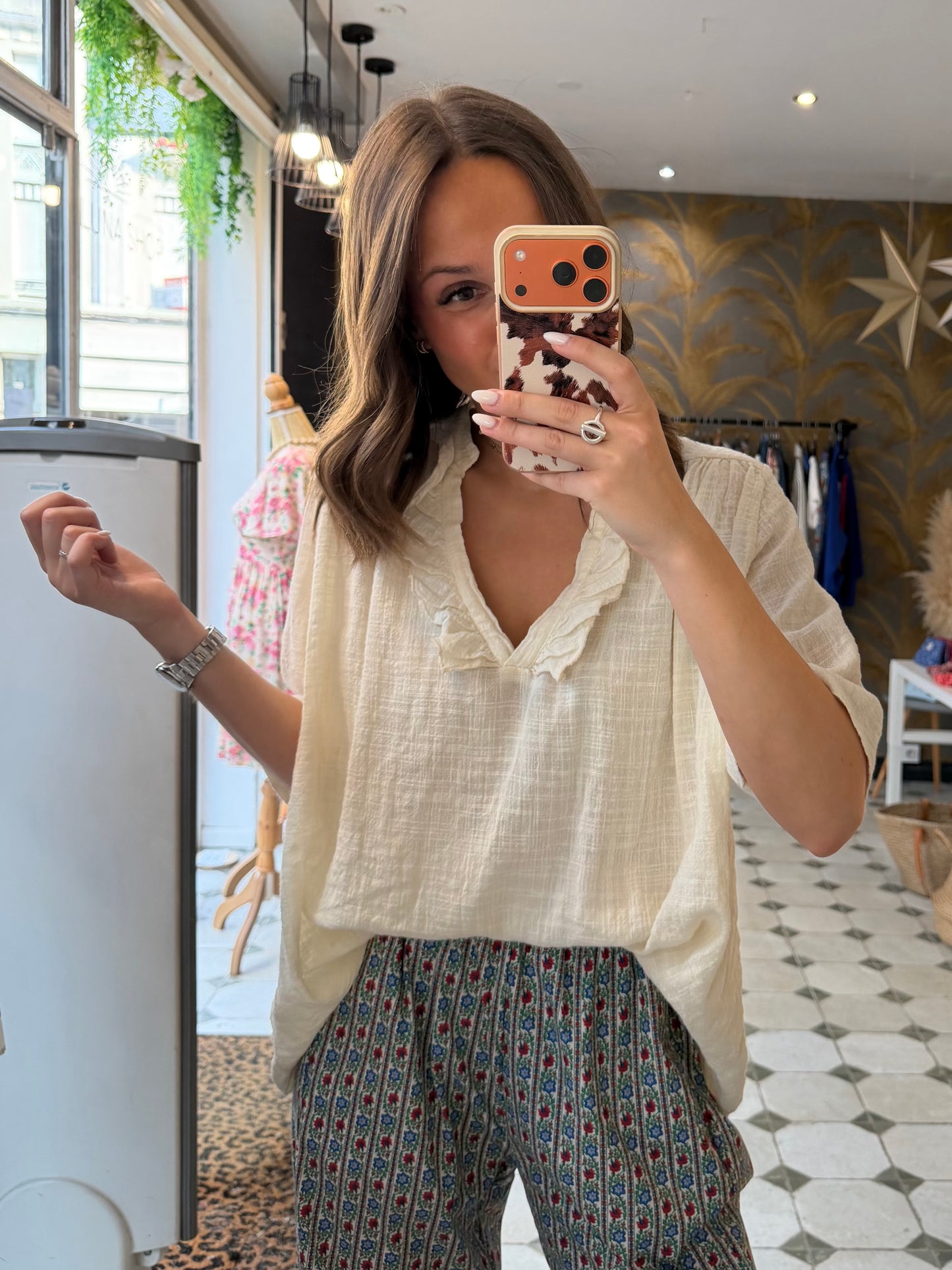 Blouse Aria manches courte écru - Johanna Paris