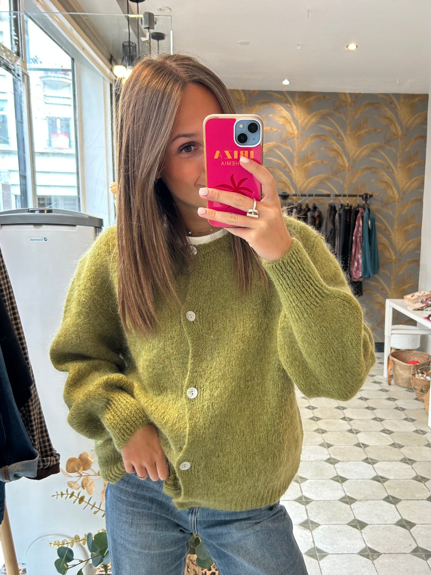 Gilet en laine vert olive - Johanna Paris