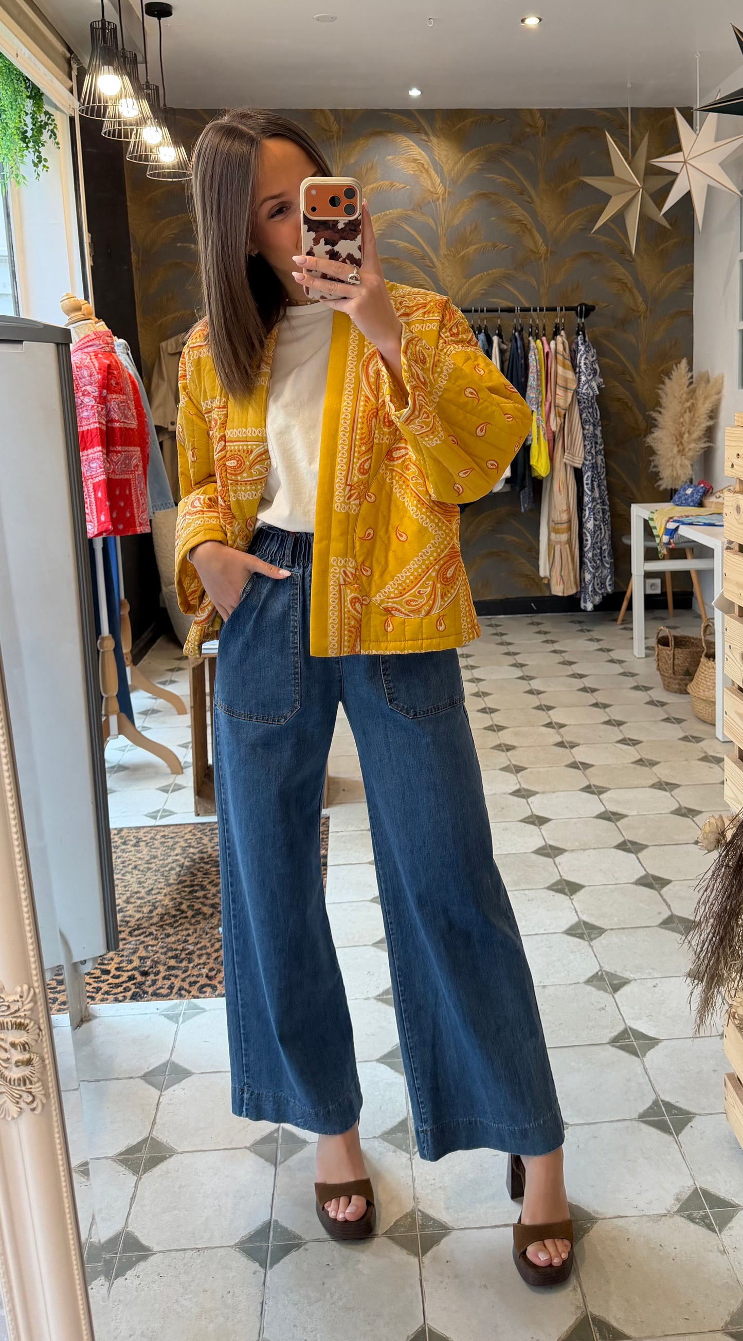 Veste matelassée bandana jaune - Johanna Paris