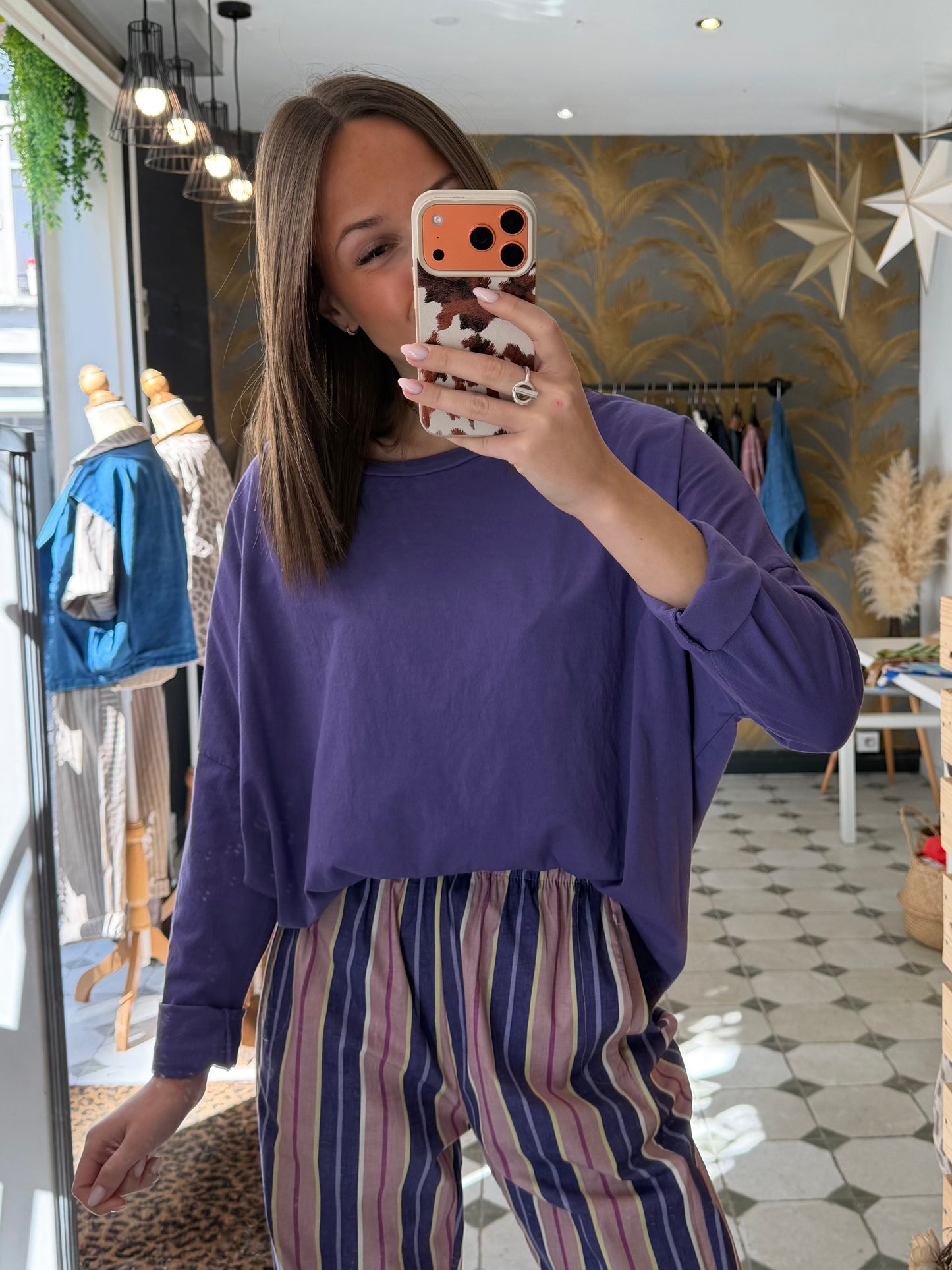 T-Shirt Col Bateau violet - Johanna Paris
