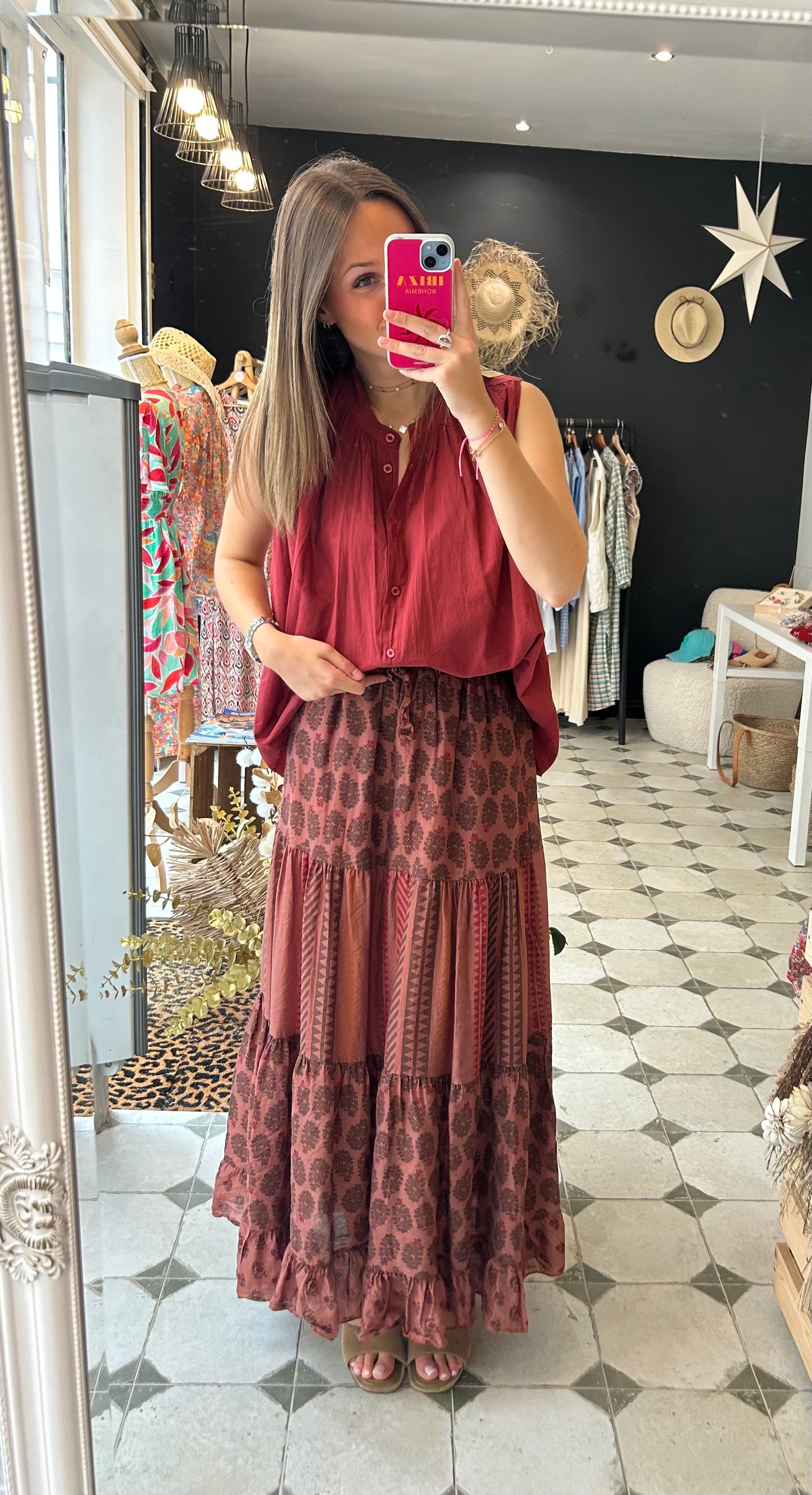 Chemise Clémentine sans manches Terracotta - Johanna Paris