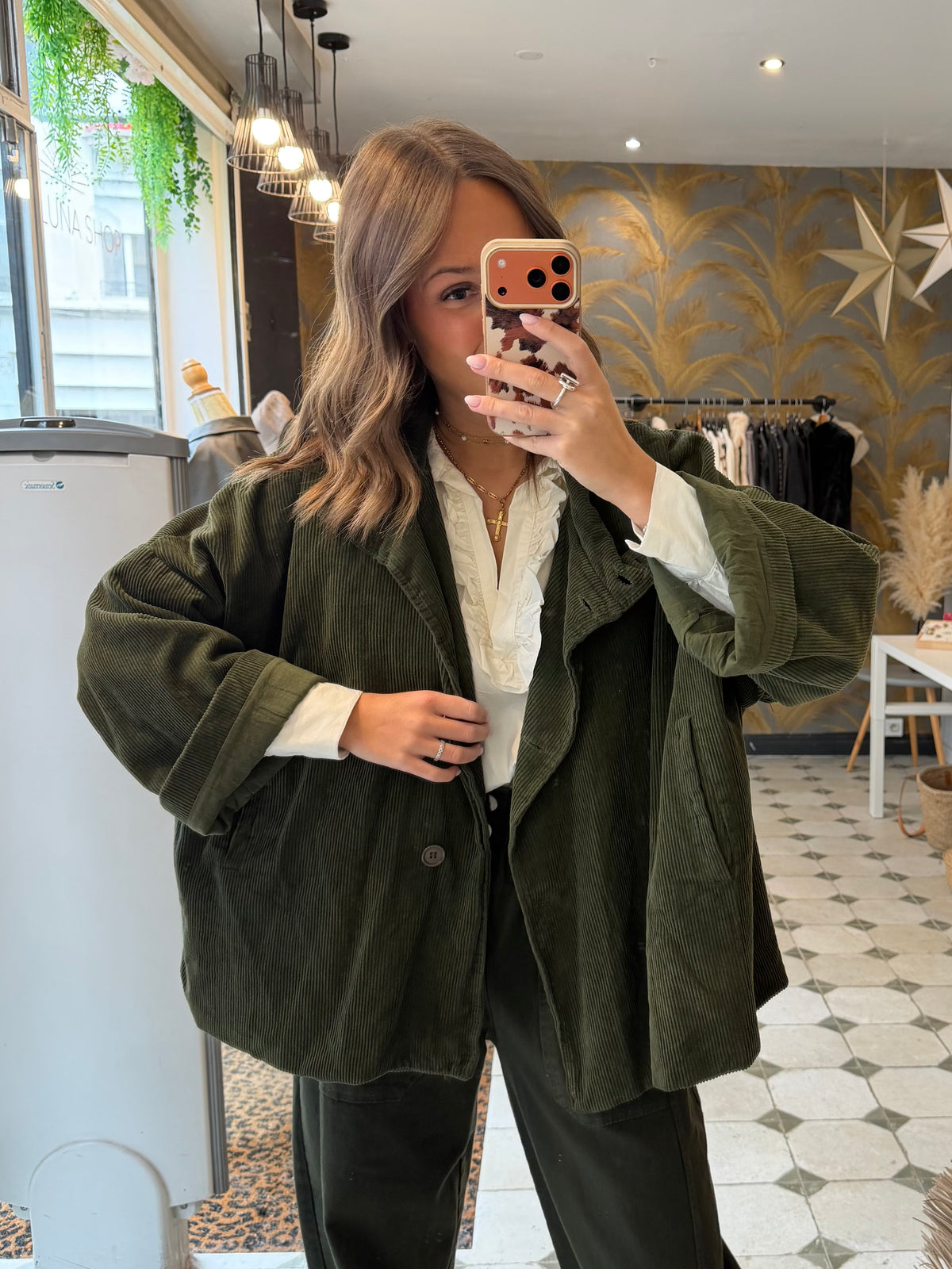 Veste Nola kaki en velours - Johanna Paris