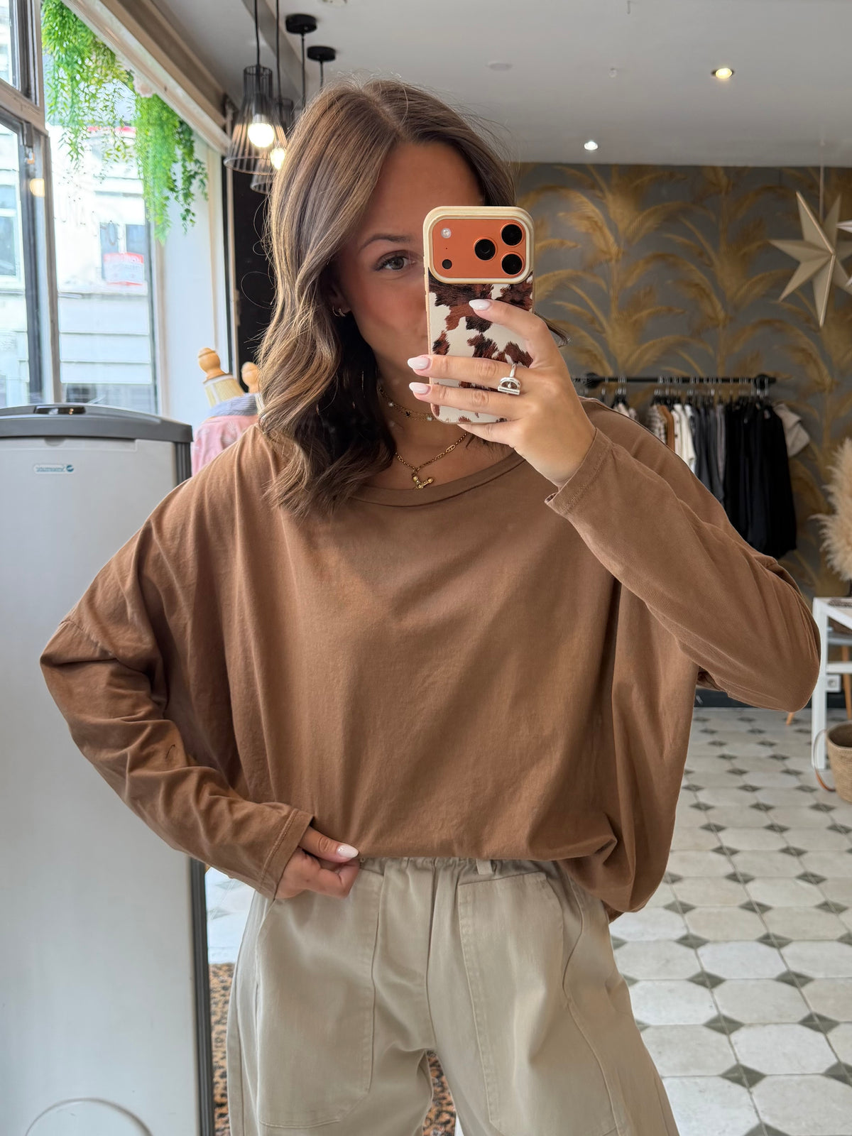 T-Shirt Col Bateau camel - Johanna Paris