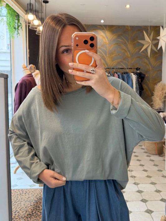 T-Shirt Col Bateau bleu céladon - Johanna Paris