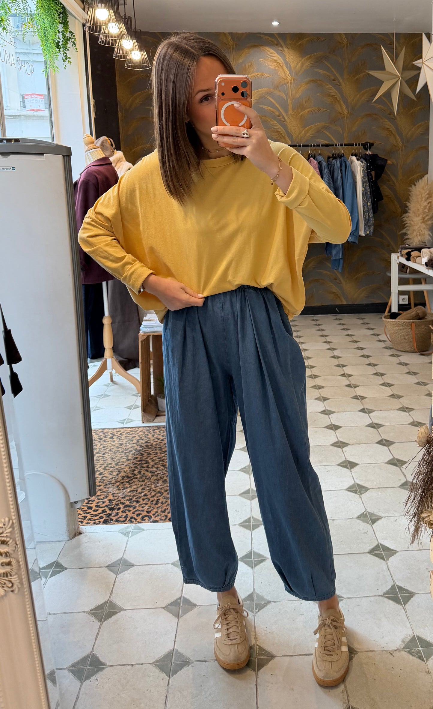 T-Shirt Col Bateau jaune - Johanna Paris