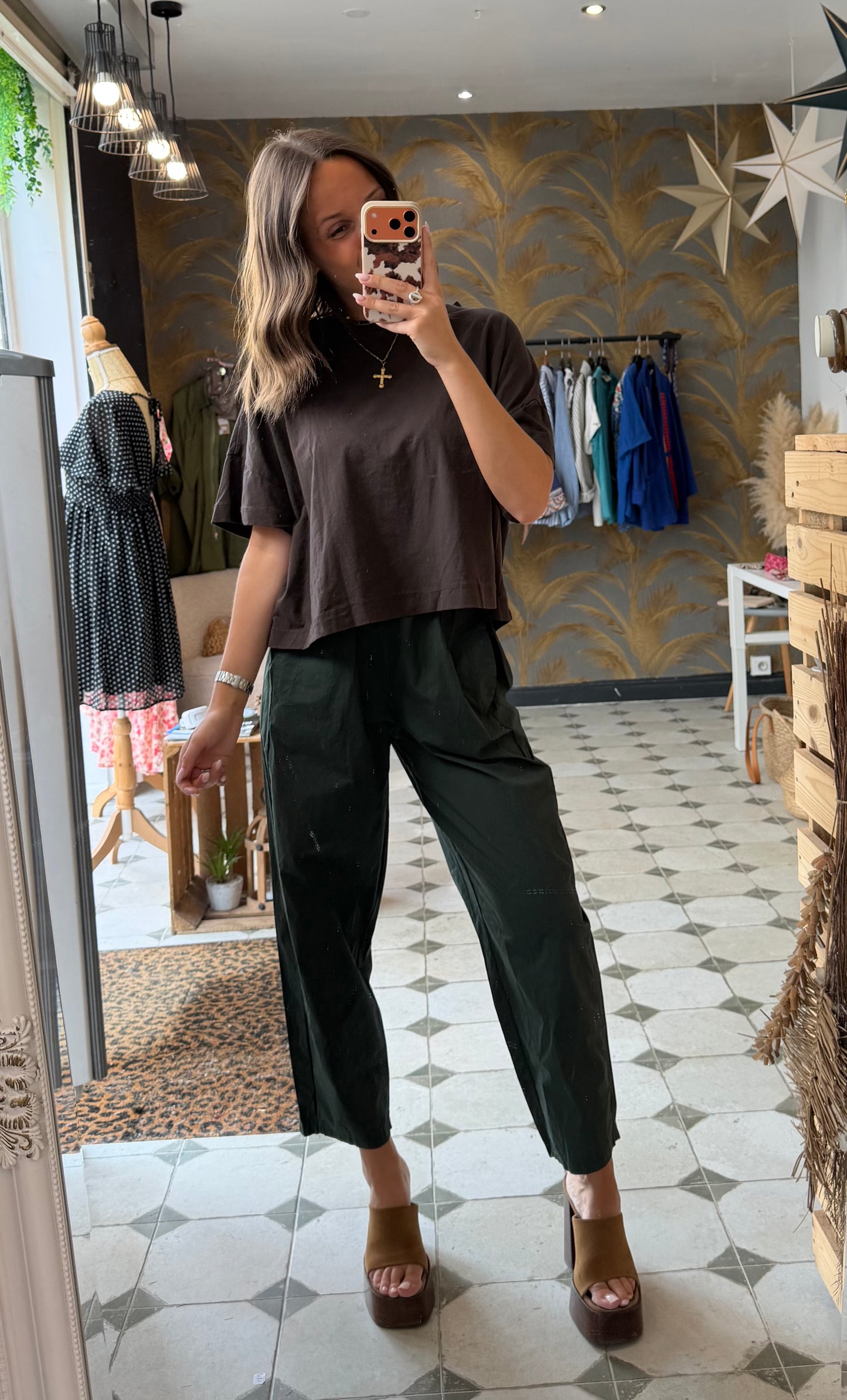 T-Shirt col rond chocolat - Johanna Paris