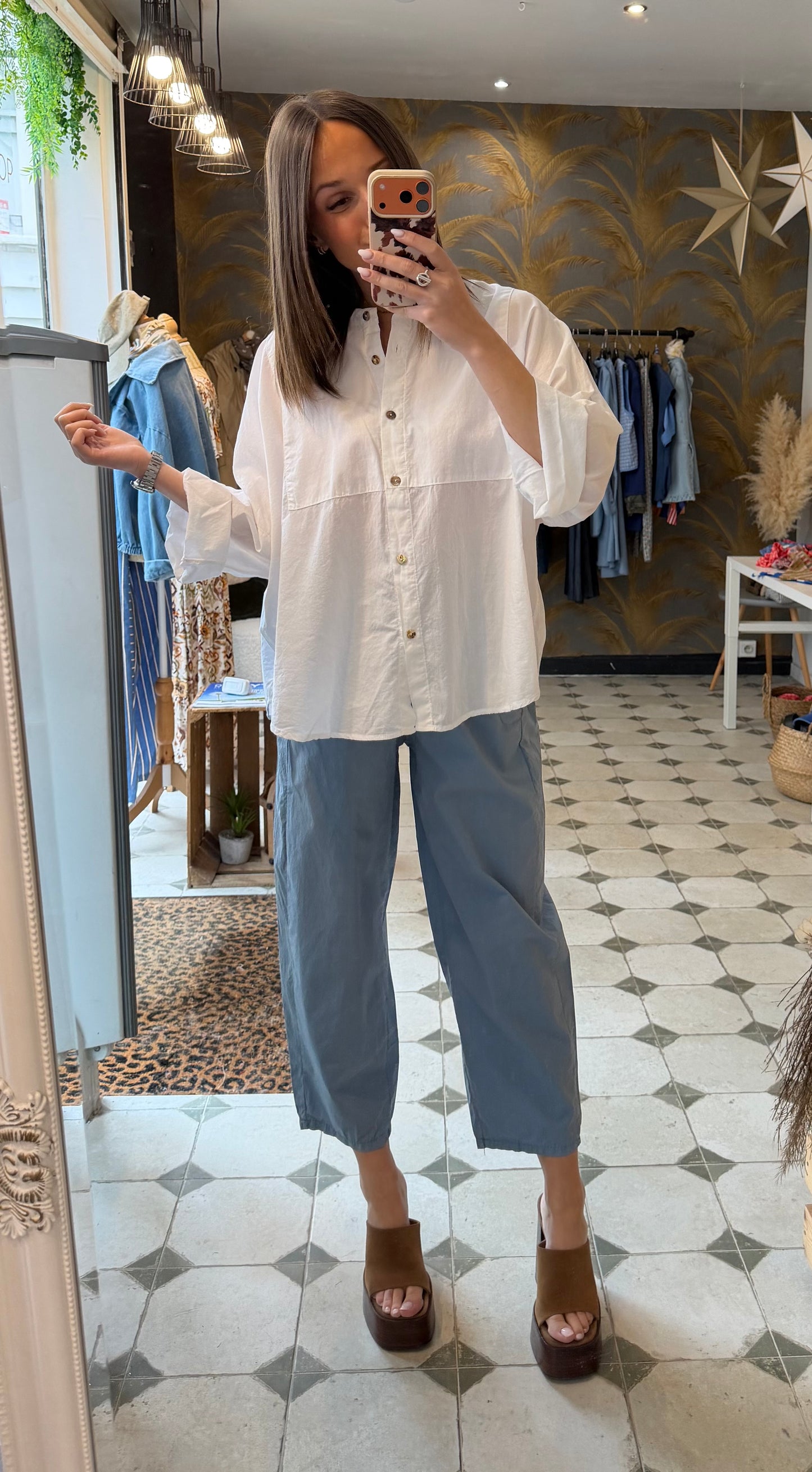 Pantalon Magique en toile fine bleu - Johanna Paris