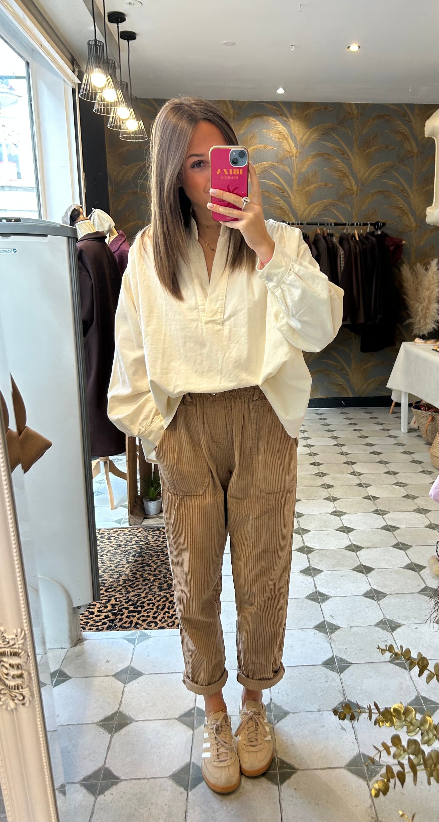 Blouse en velours Solène écru - Johanna Paris