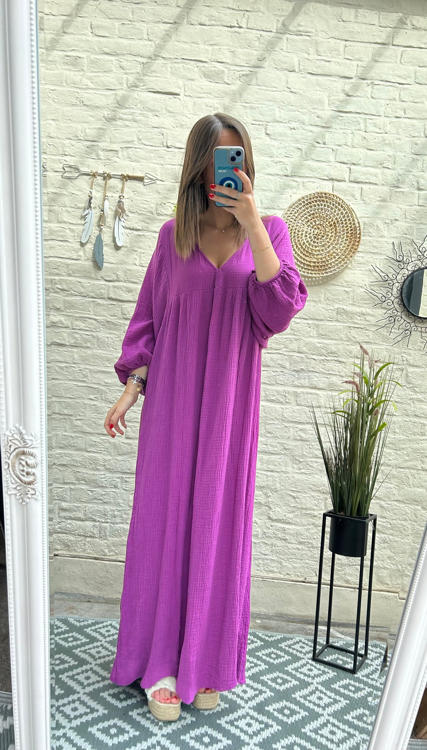 Robe longue en gaze de coton