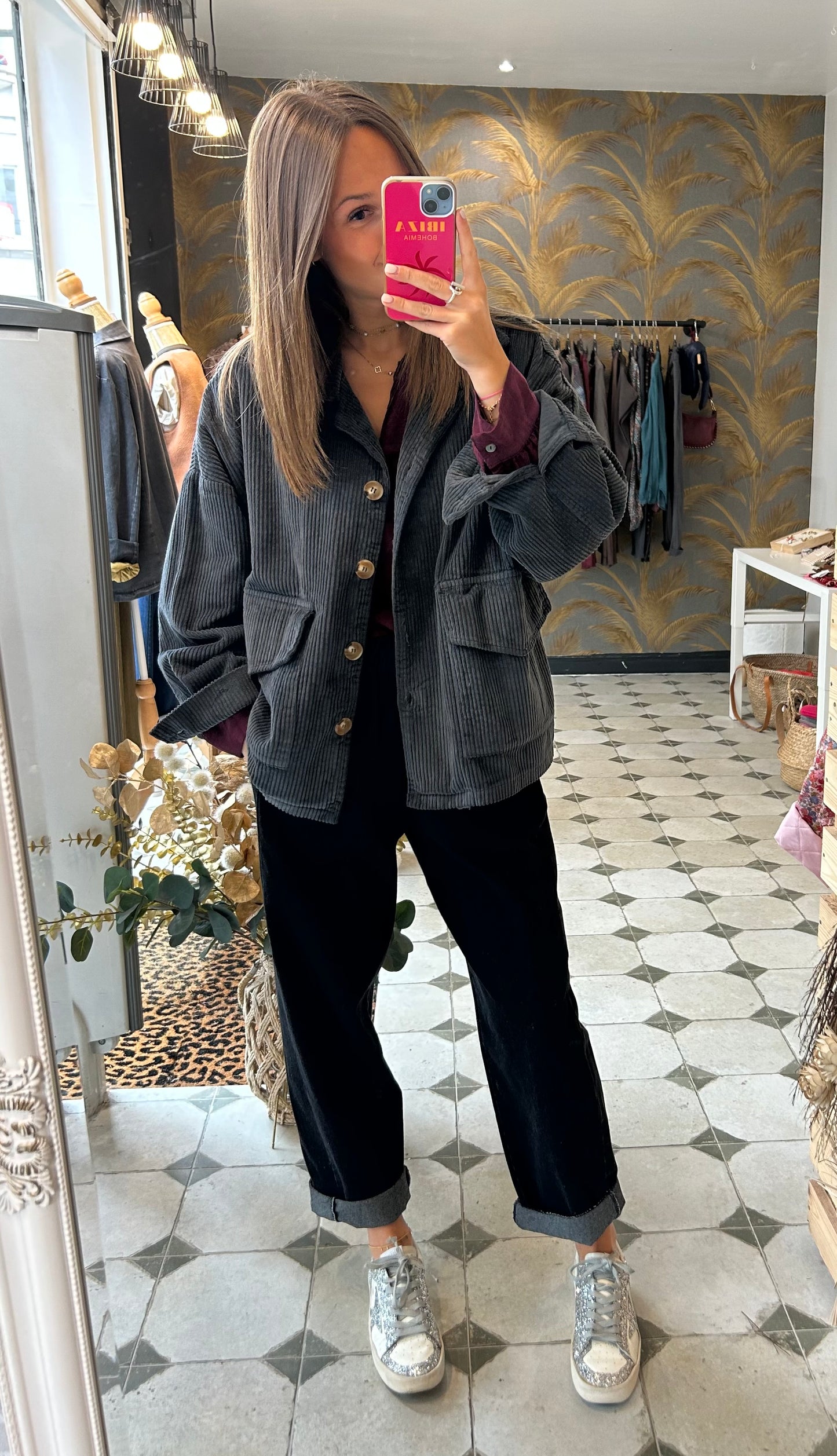 Veste en velours Mélissa grise - Johanna Paris