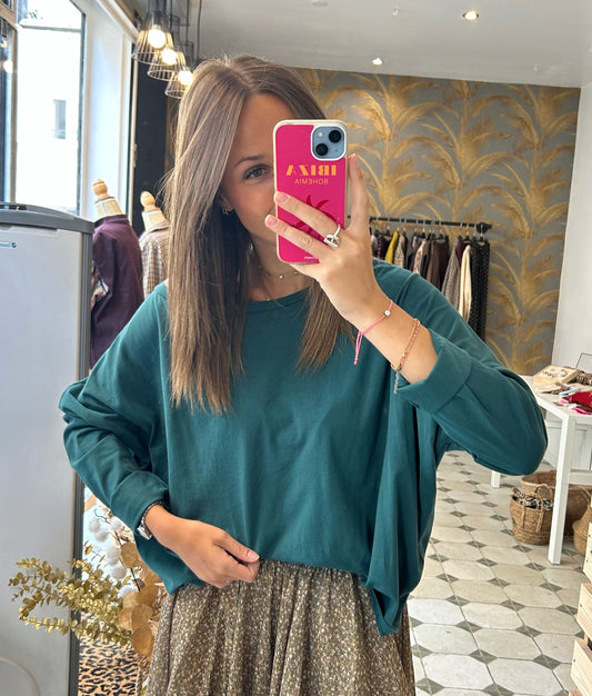T-Shirt Col Bateau bleu canard - Johanna Paris