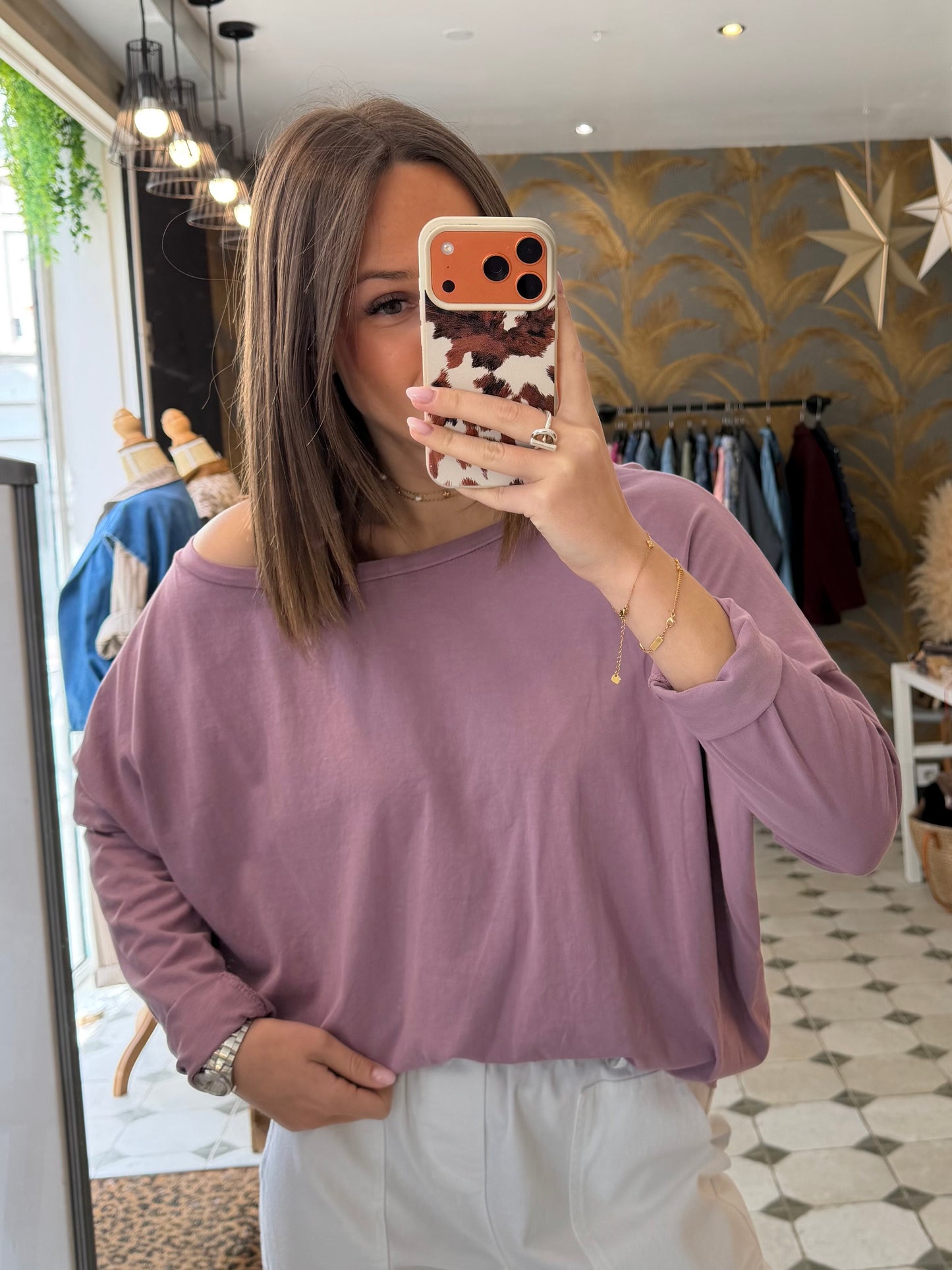 T-Shirt Col Bateau parme - Johanna Paris