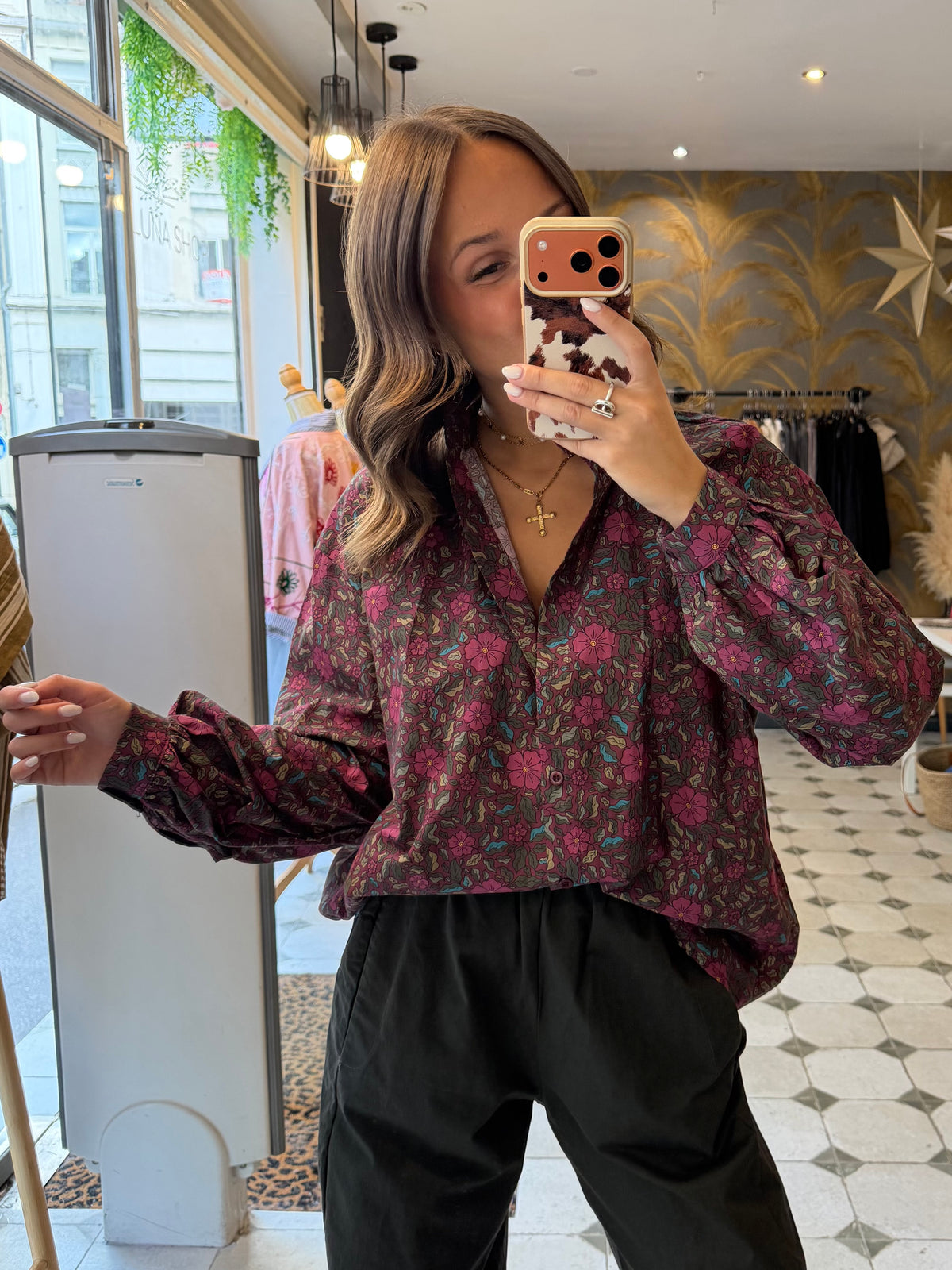 Blouse Flowers prune - Johanna Paris