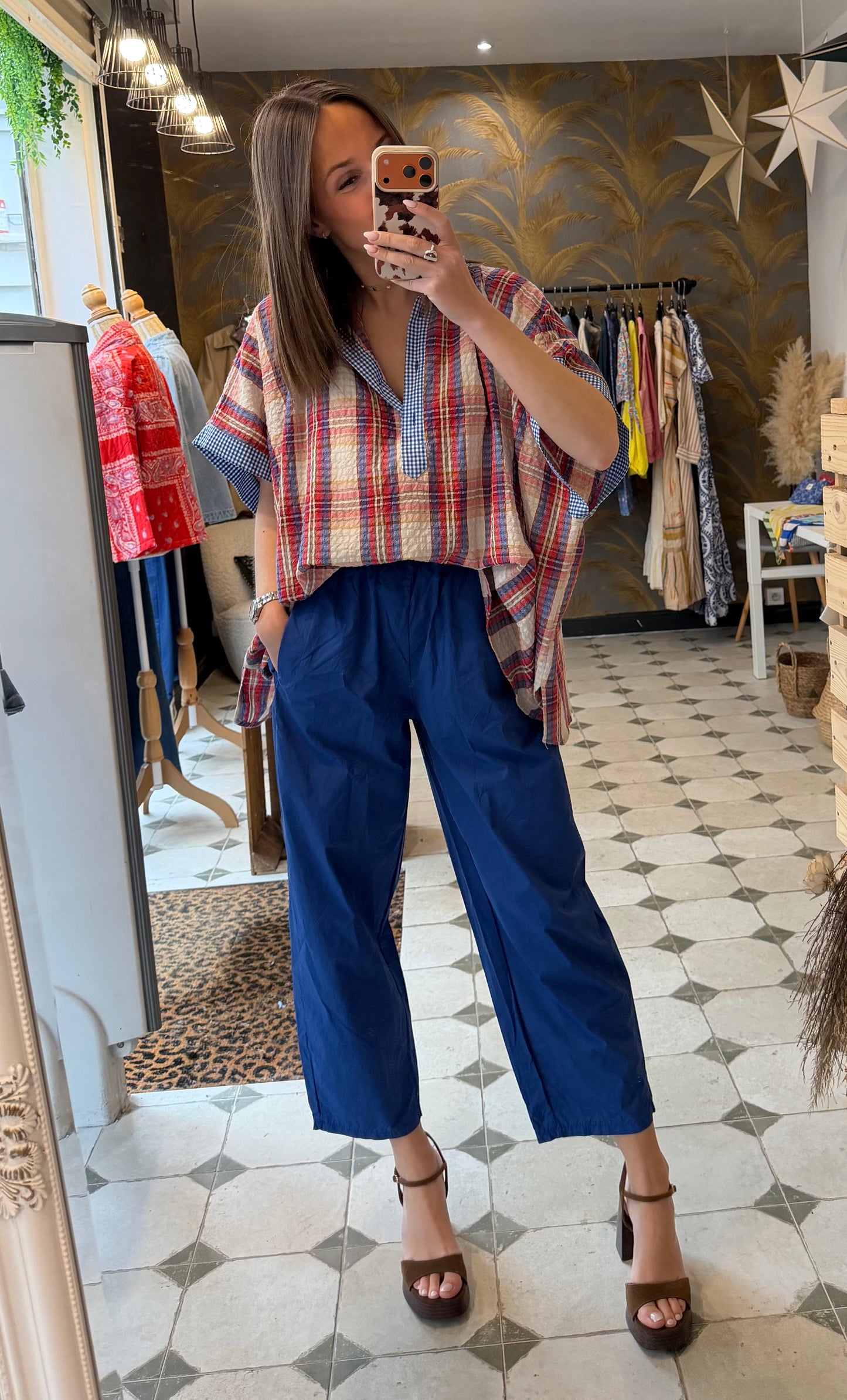 Pantalon Magique en toile fine bleu électrique - Johanna Paris