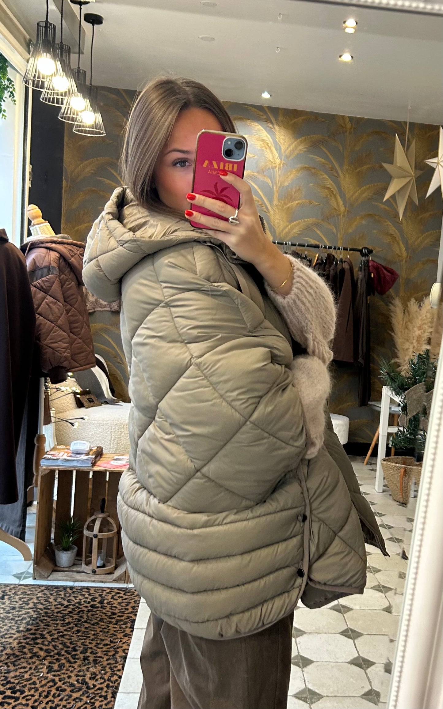 Doudoune cape taupe - Johanna Paris