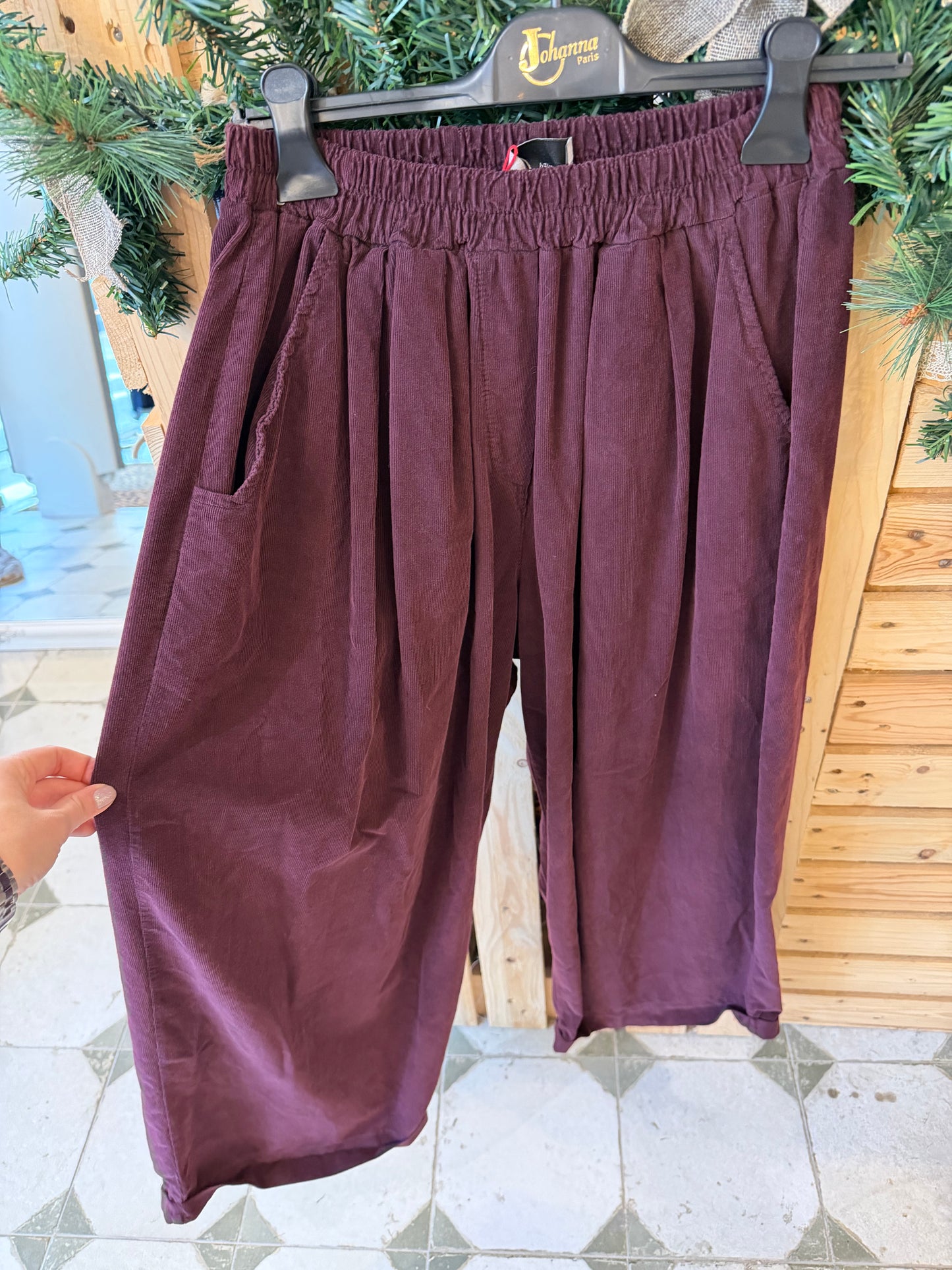 Pantalon large en velours prune - Johanna Paris