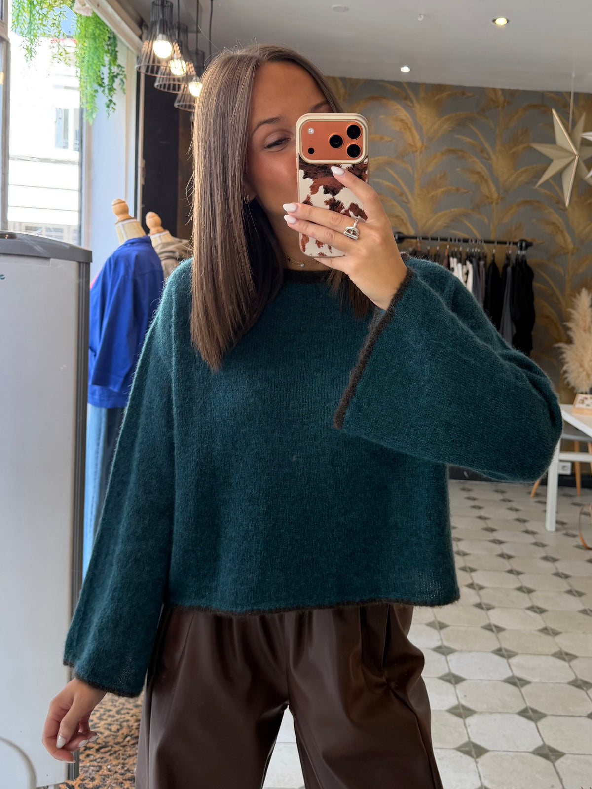 Pull col rond bleu canard - Johanna Paris